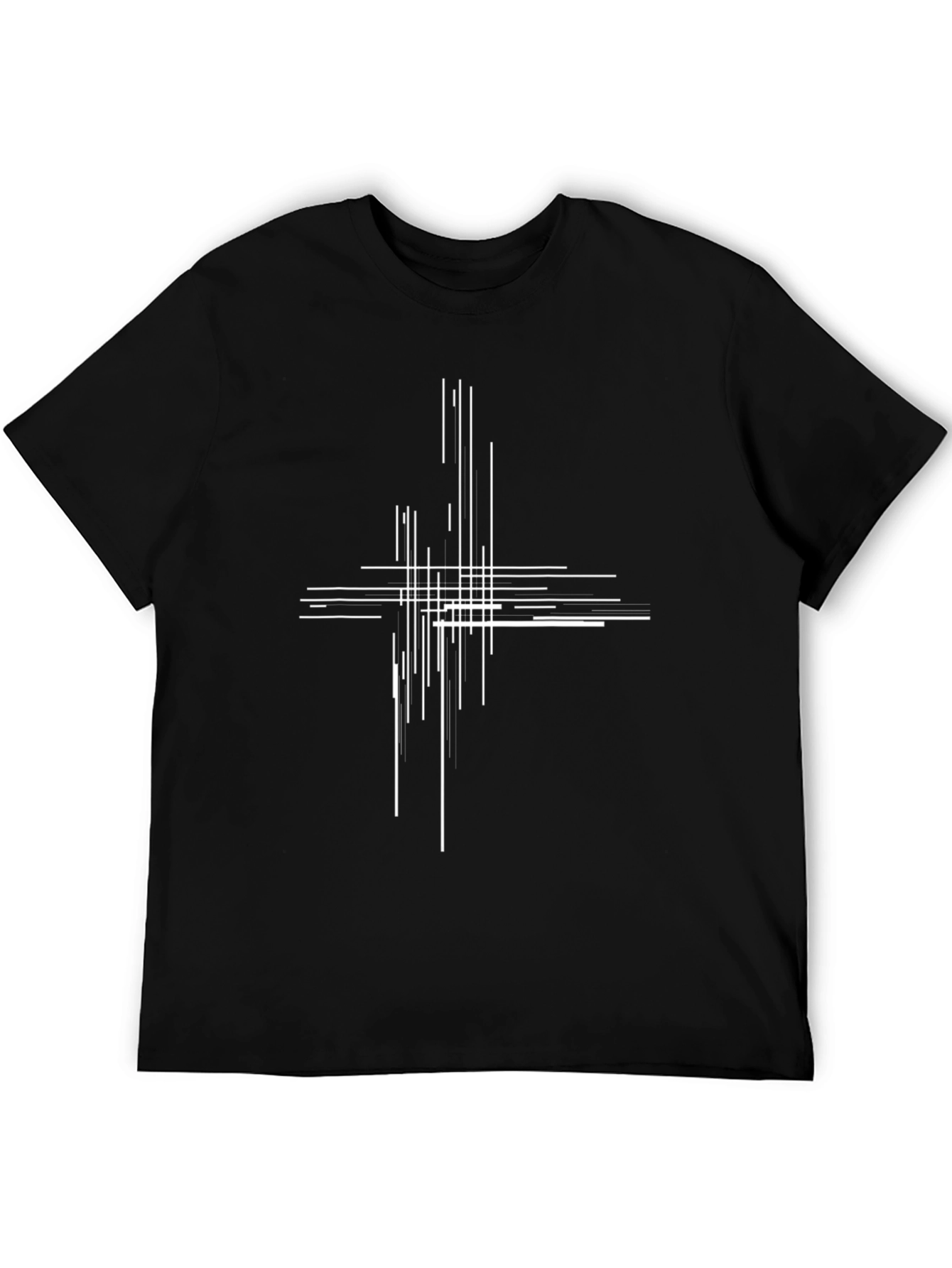 Abstract Line Art Black T-Shirt