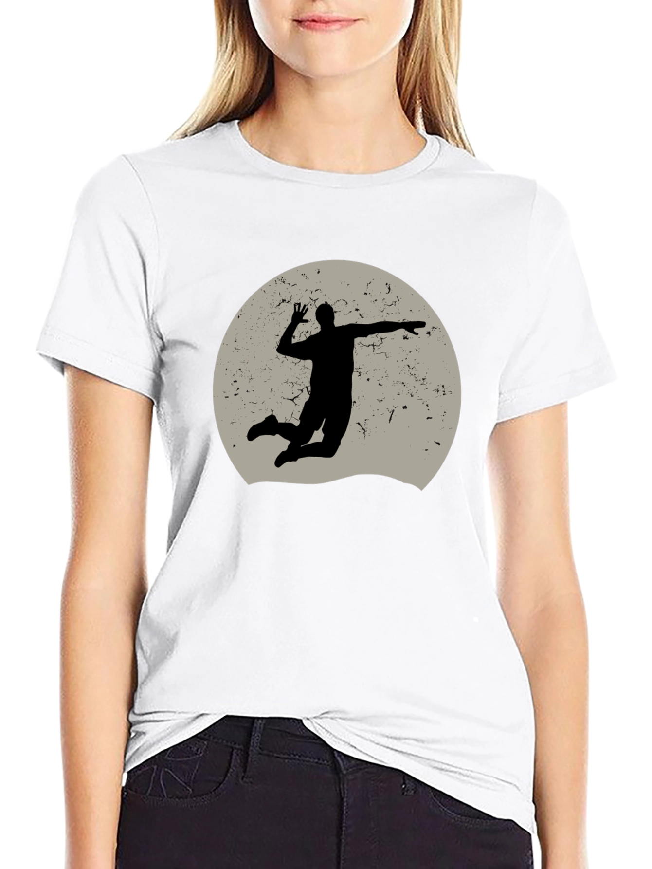 Volleyball Silhouette Graphic Tee - Black