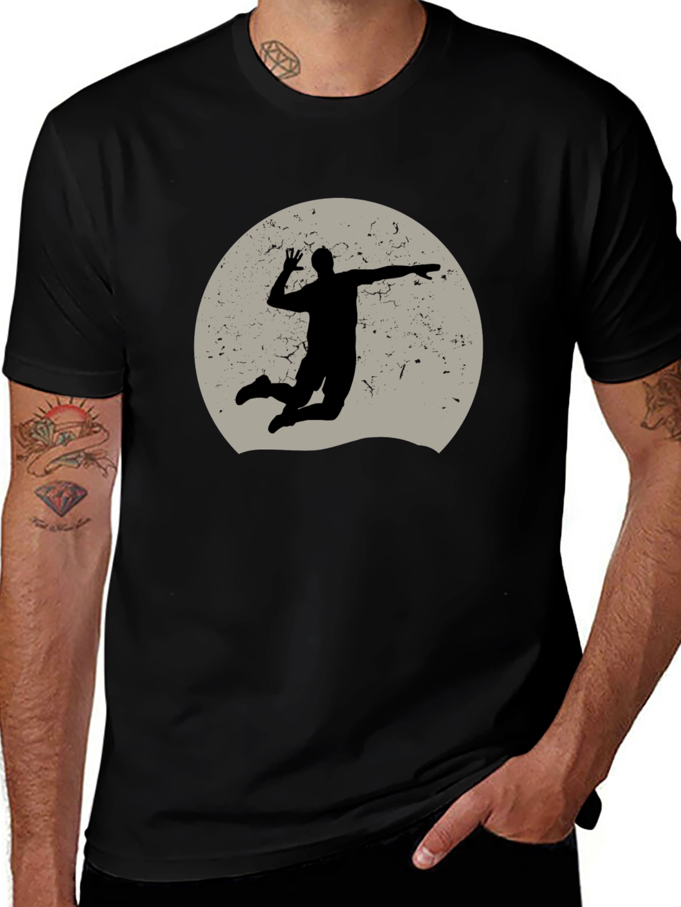 Volleyball Silhouette Graphic Tee - Black