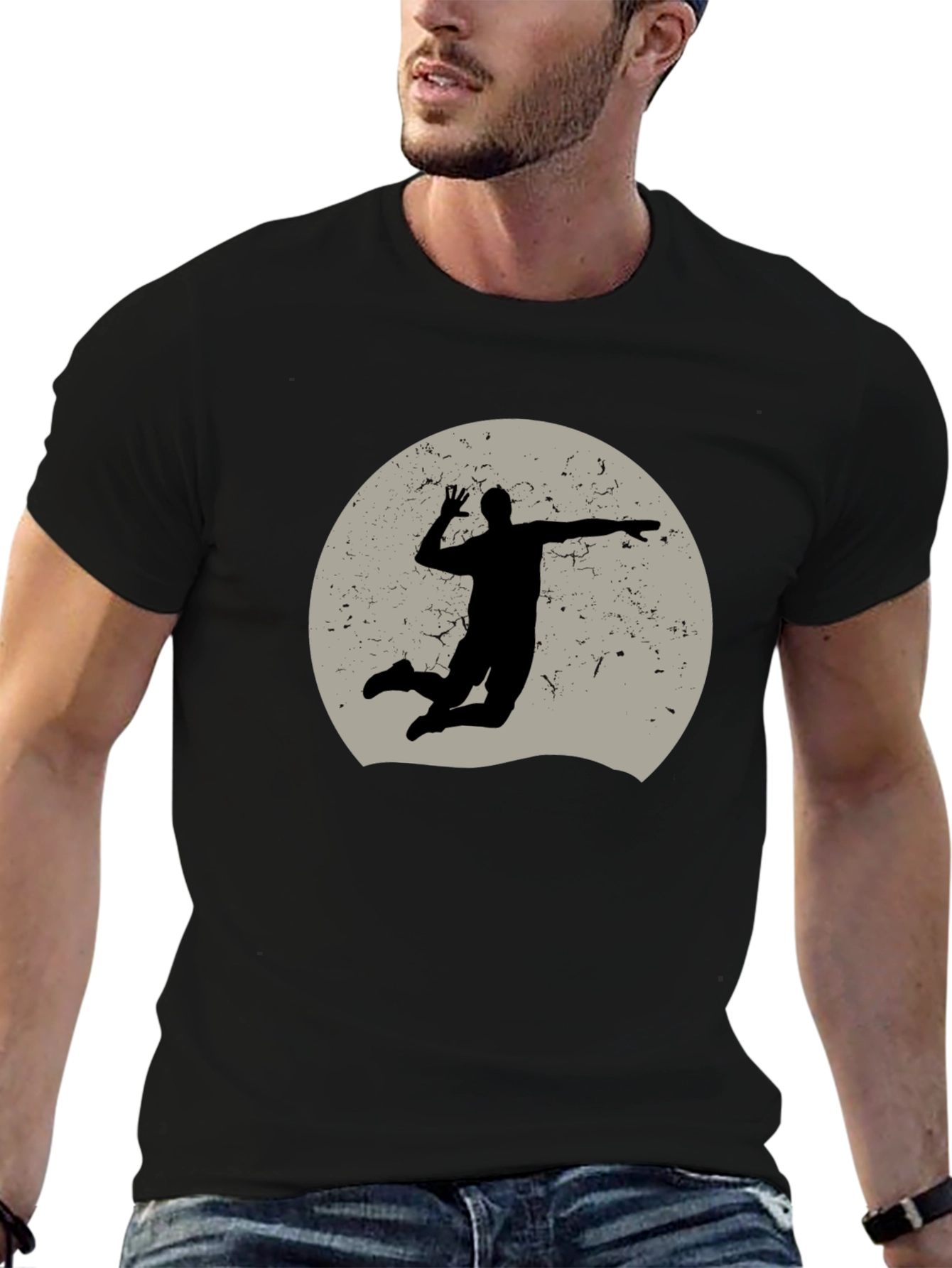 Volleyball Silhouette Graphic Tee - Black
