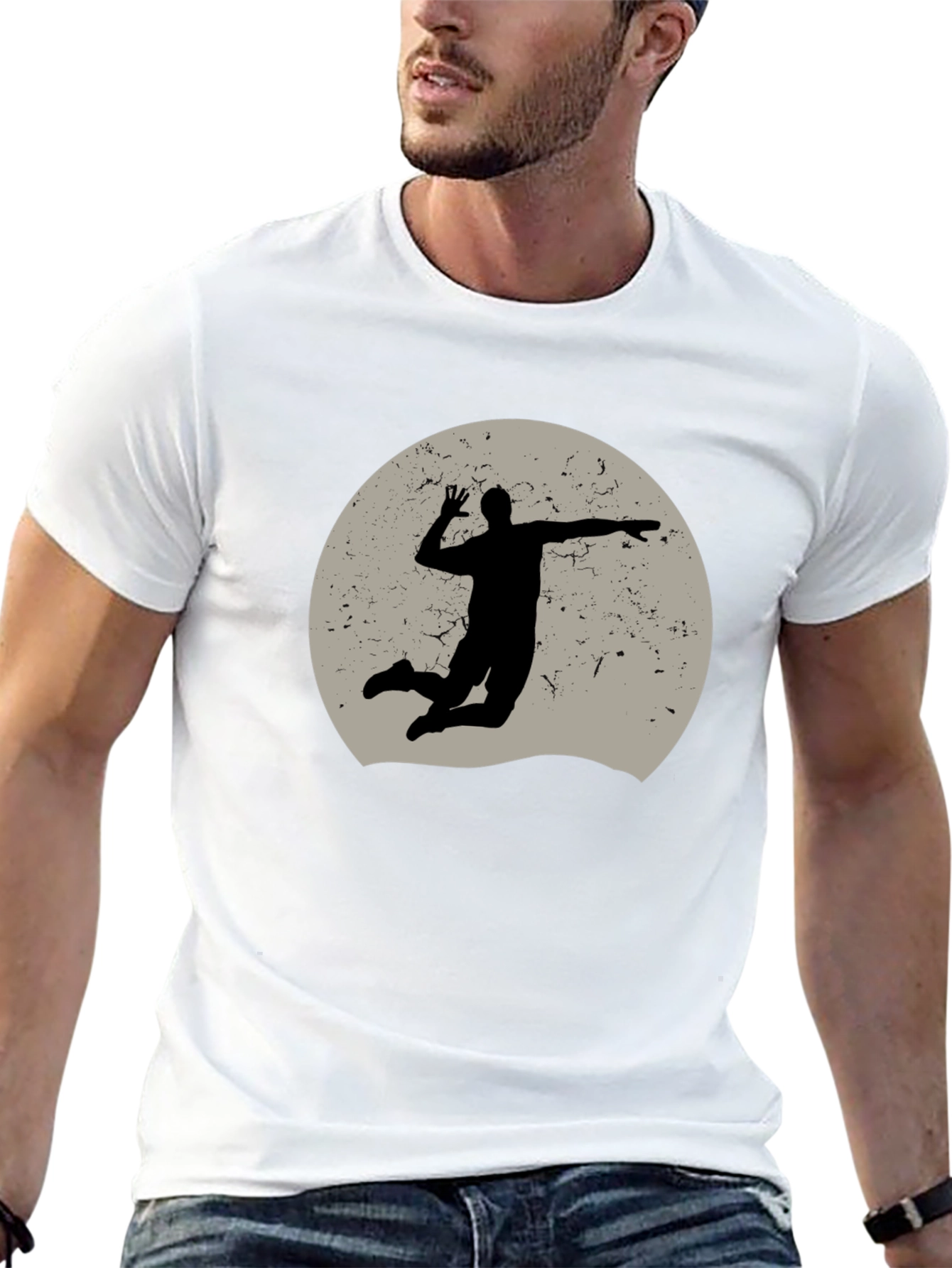 Volleyball Silhouette Graphic Tee - Black
