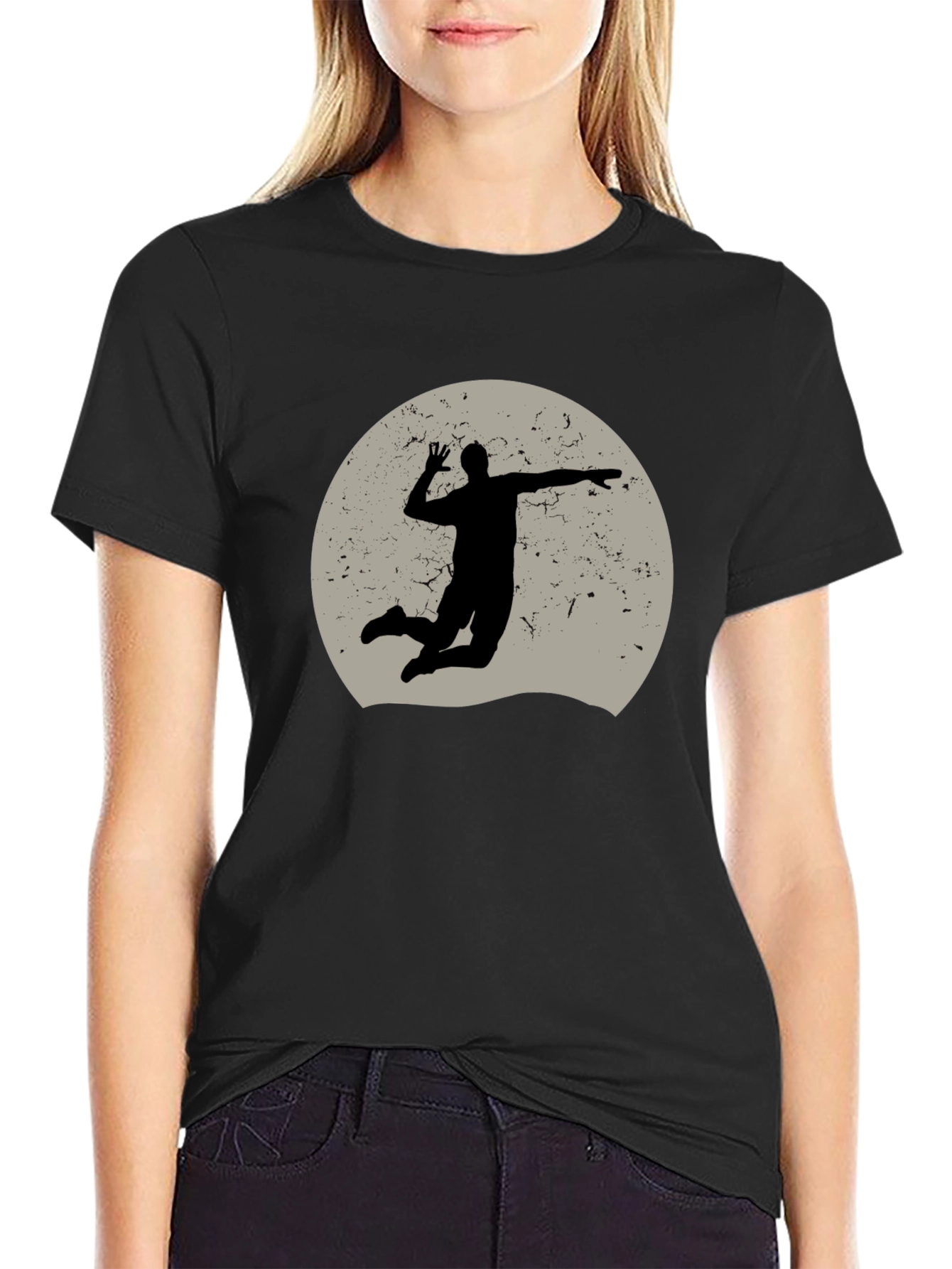 Volleyball Silhouette Graphic Tee - Black