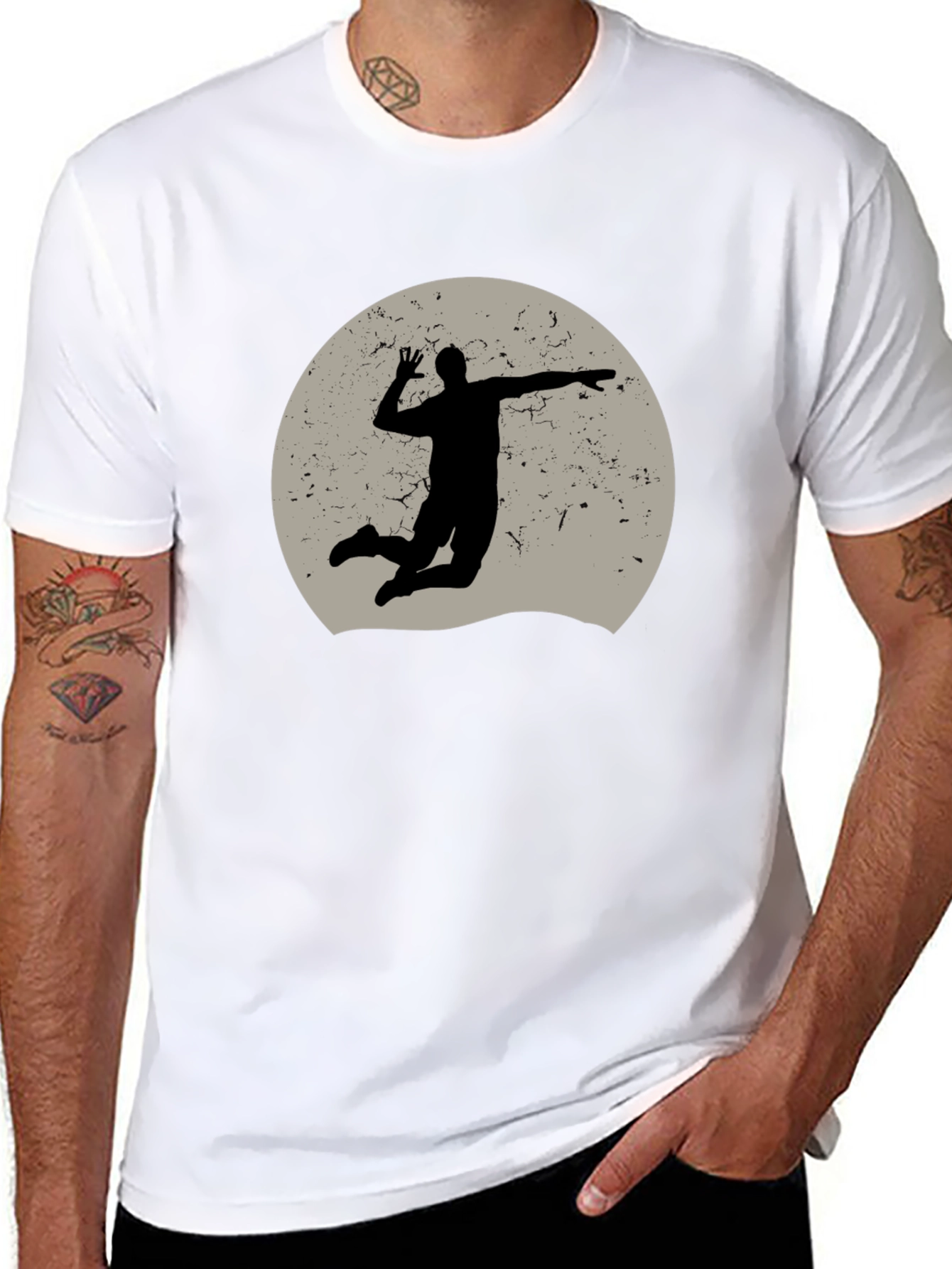 Volleyball Silhouette Graphic Tee - Black