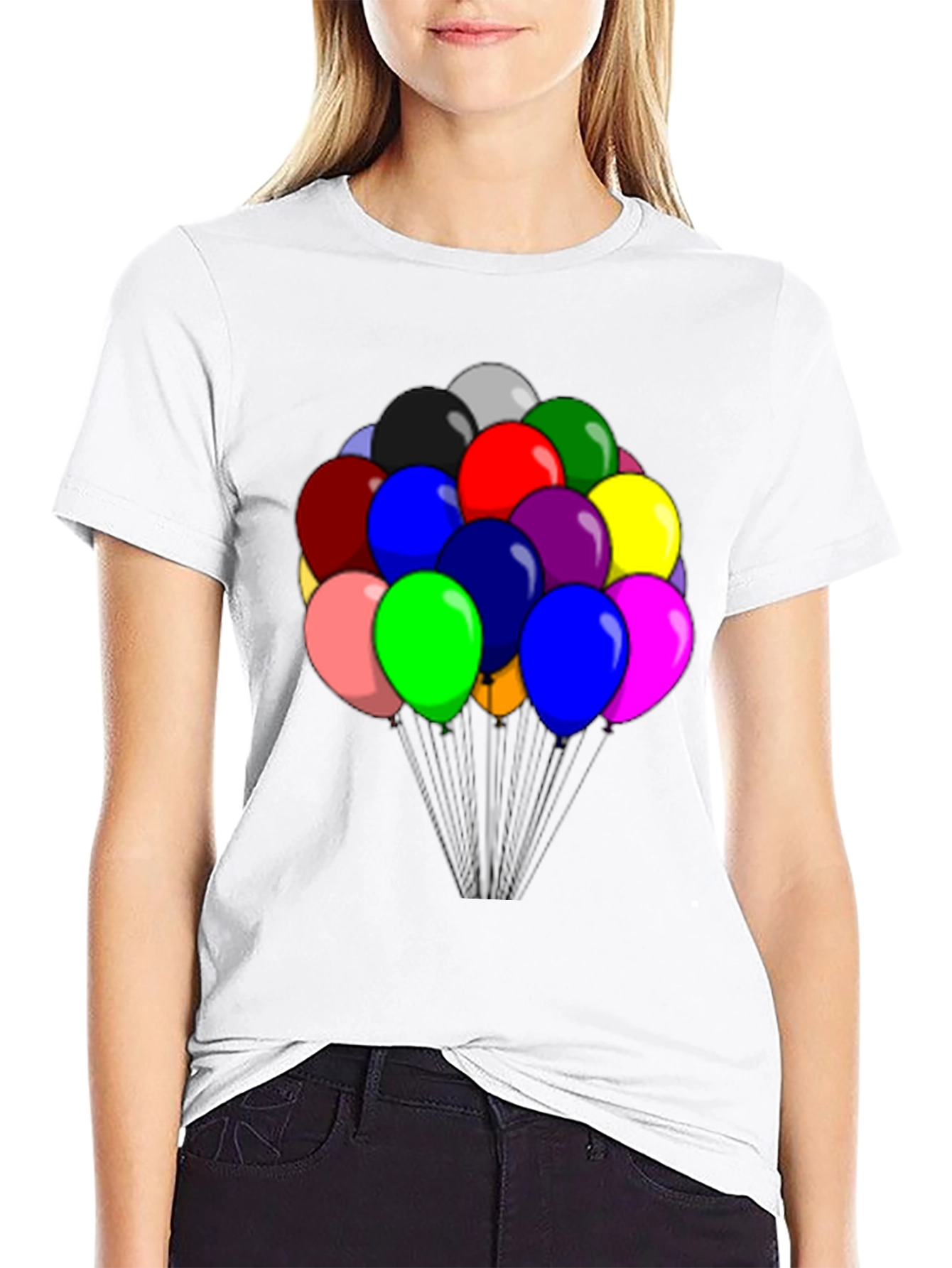 Balloon Graphic Tee - Black Cotton Comfort