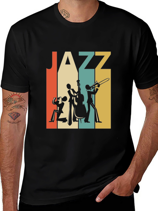 Retro Jazz Band T-Shirt - Vintage Musical Design