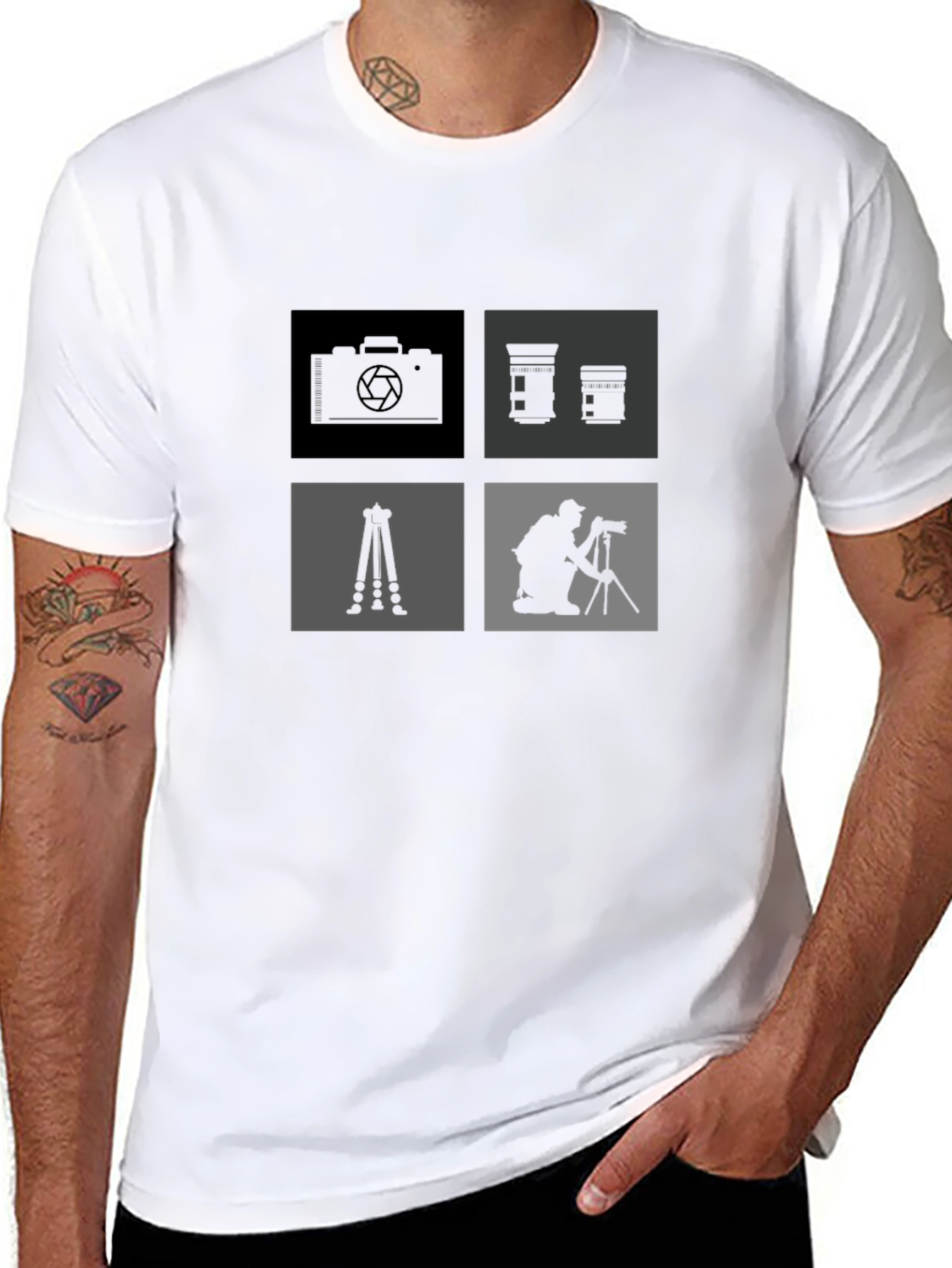 Photographer Design T-Shirt - Camera & Tripod