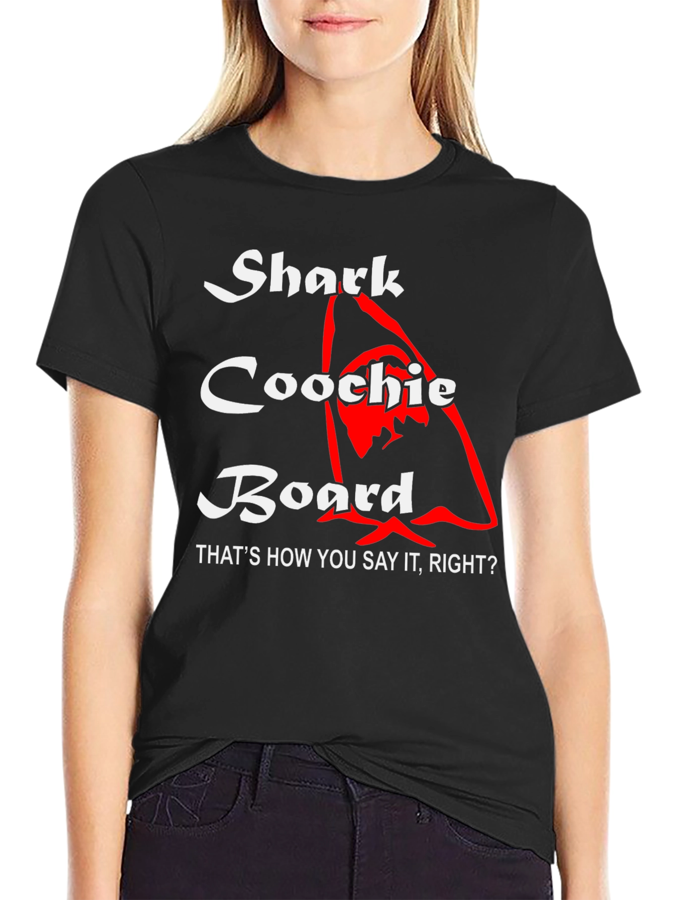 Shark Coochie Board T-Shirt - Humorous Design