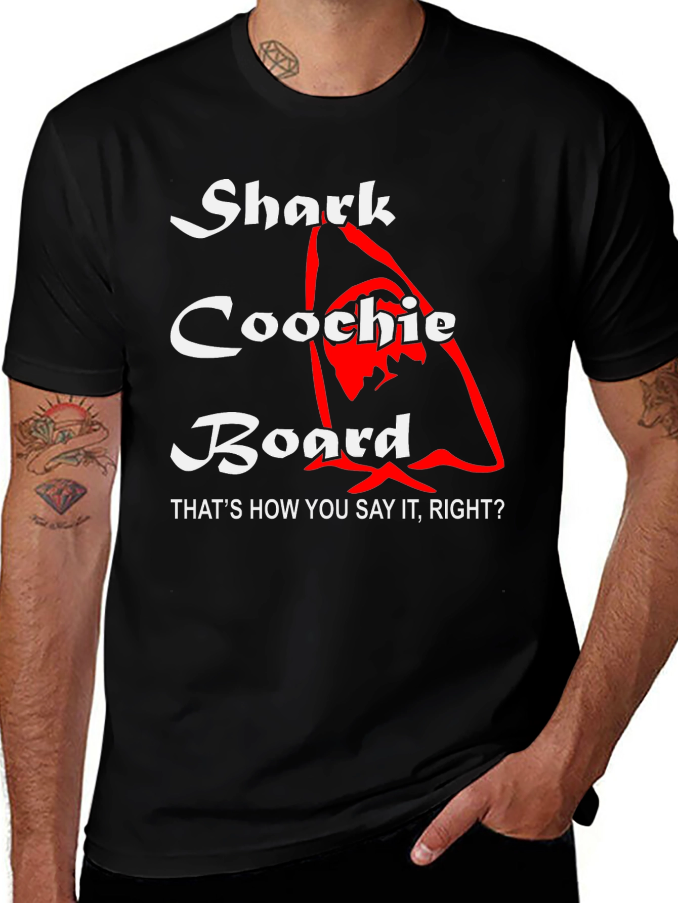 Shark Coochie Board T-Shirt - Humorous Design