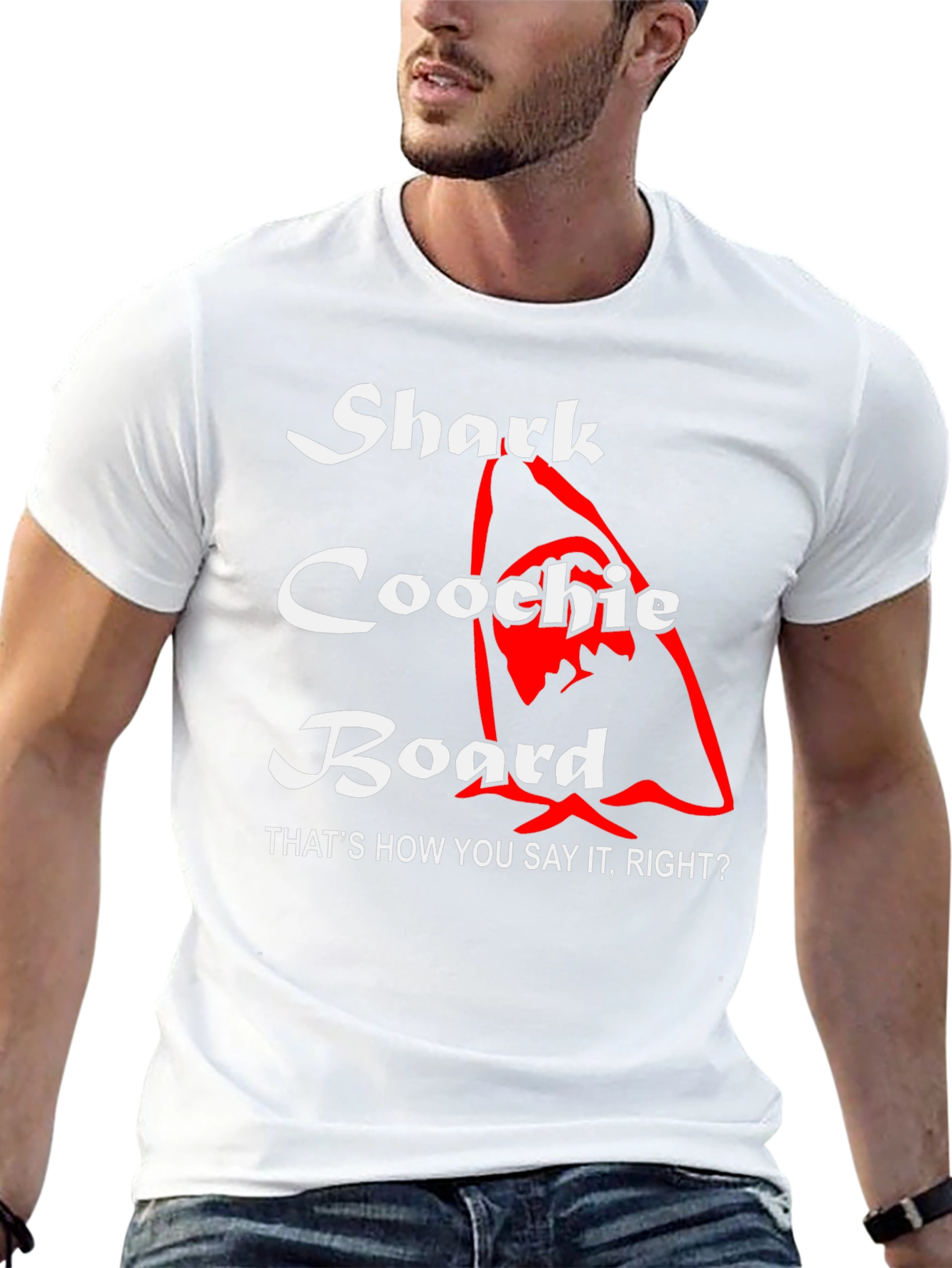 Shark Coochie Board T-Shirt - Humorous Design