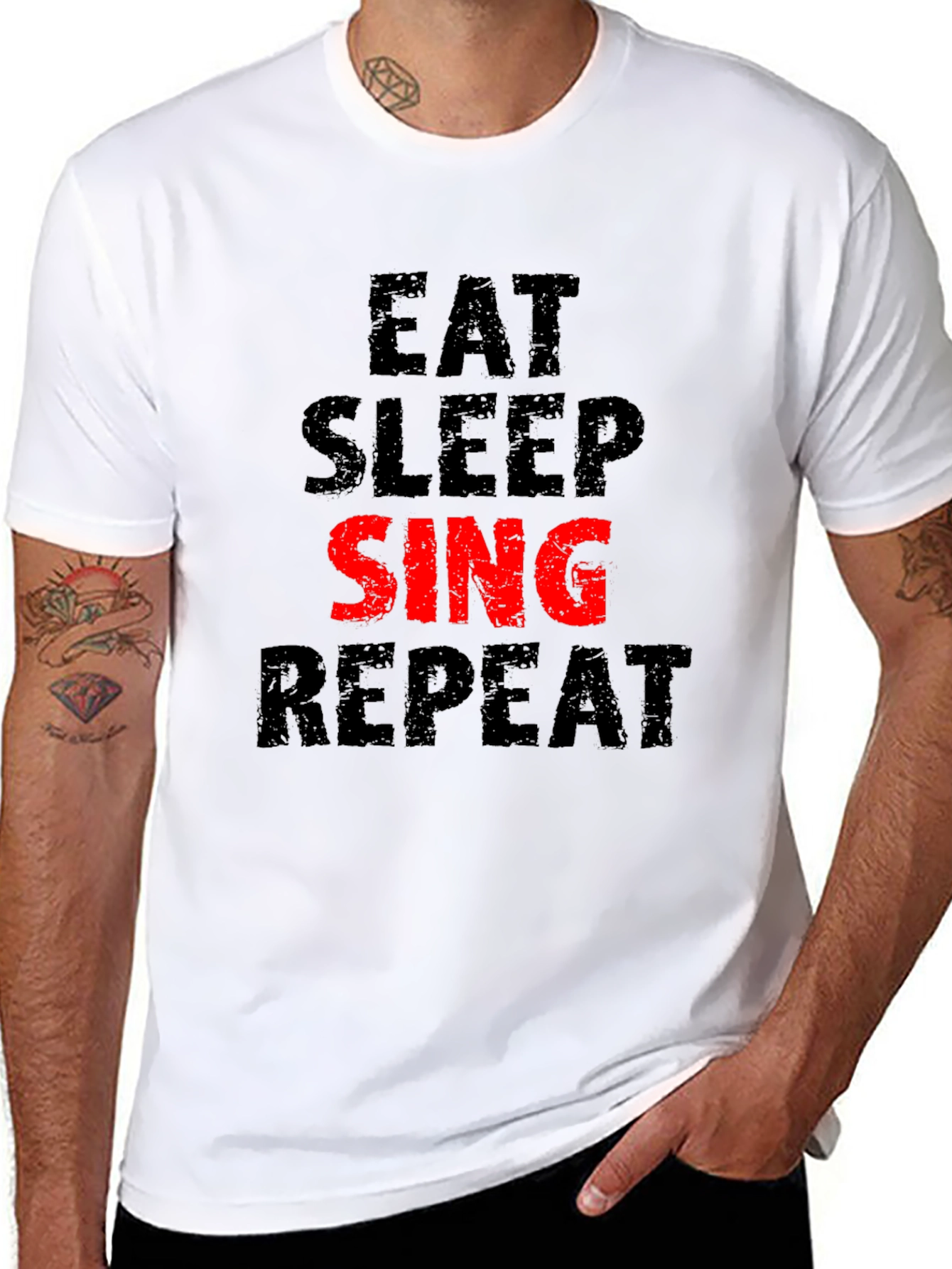 Eat Sleep Sing Repeat Black Graphic Tee