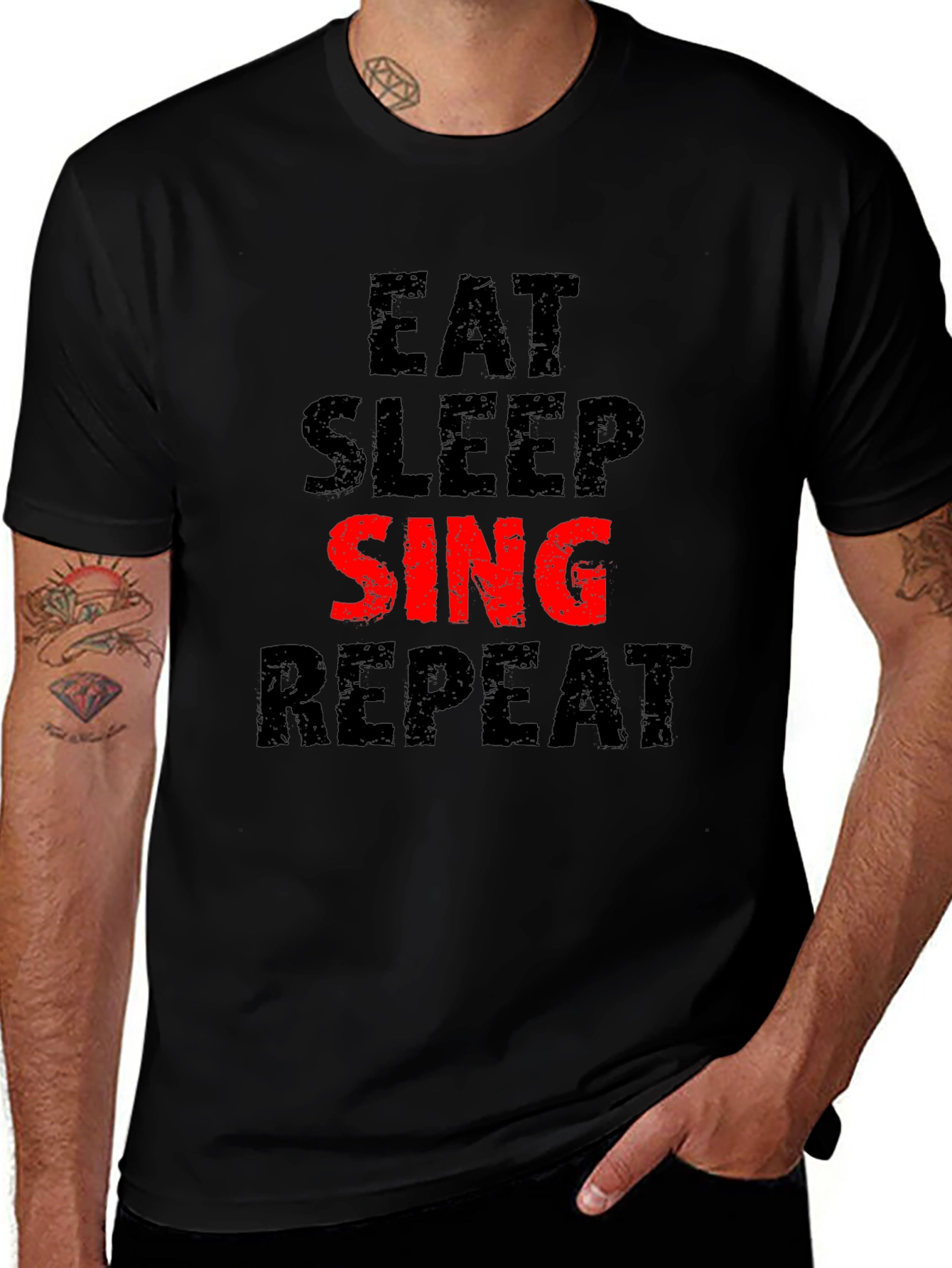 Eat Sleep Sing Repeat Black Graphic Tee