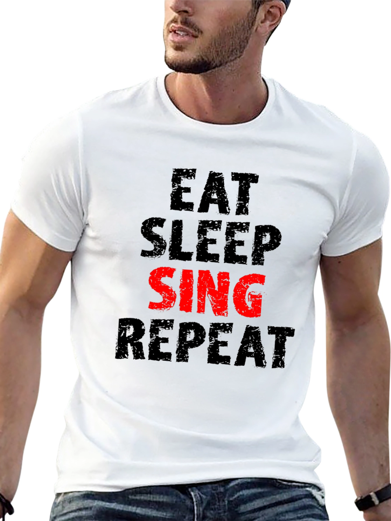 Eat Sleep Sing Repeat Black Graphic Tee