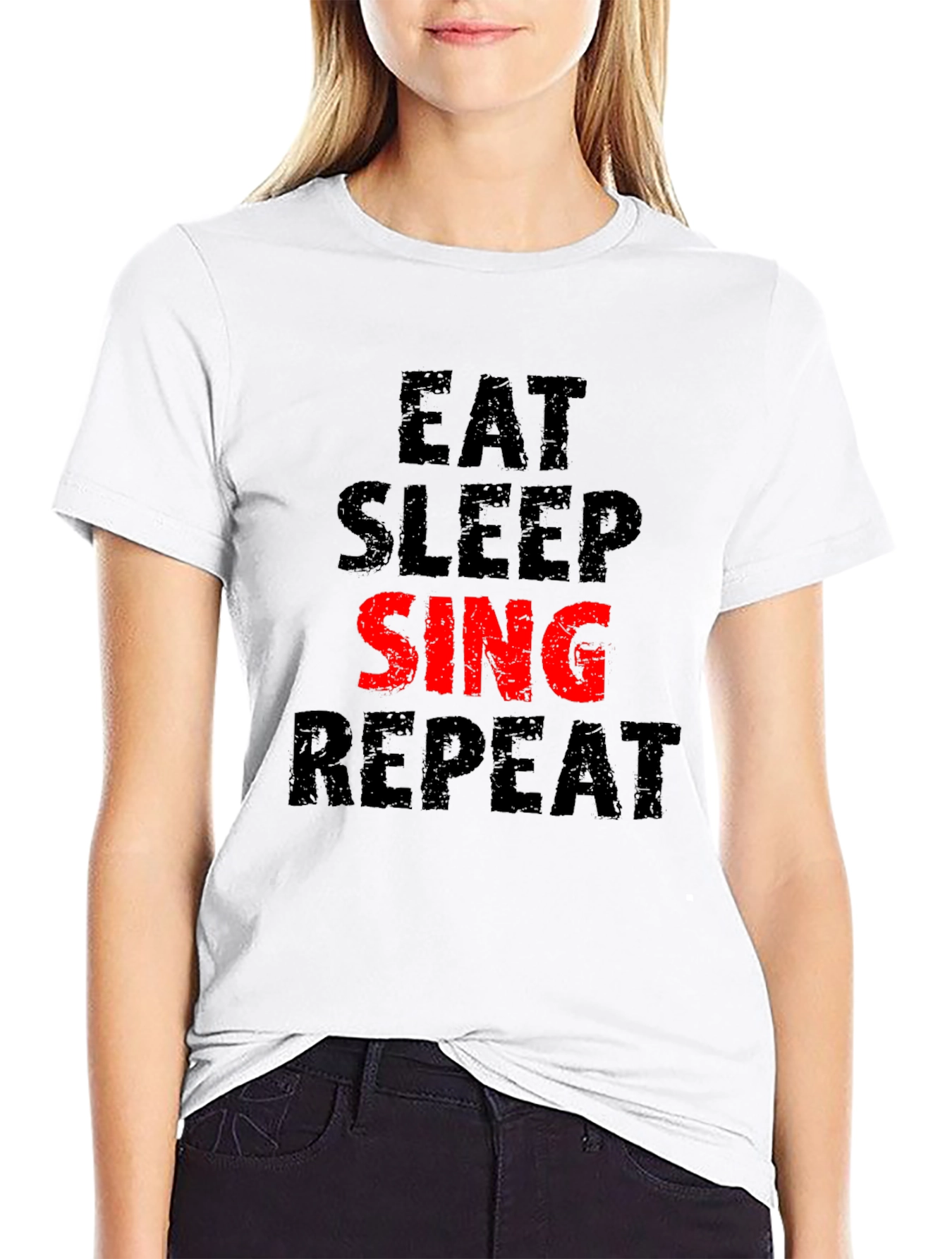 Eat Sleep Sing Repeat Black Graphic Tee