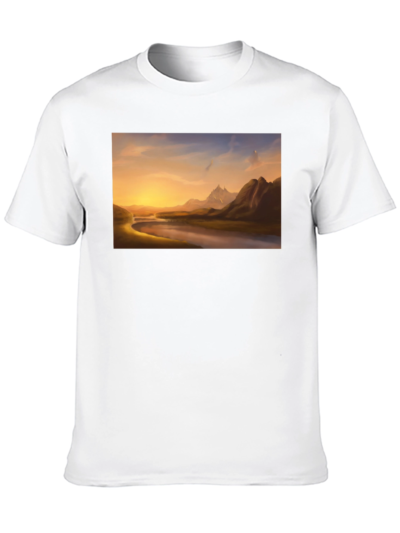 Scenic River View Black T-Shirt