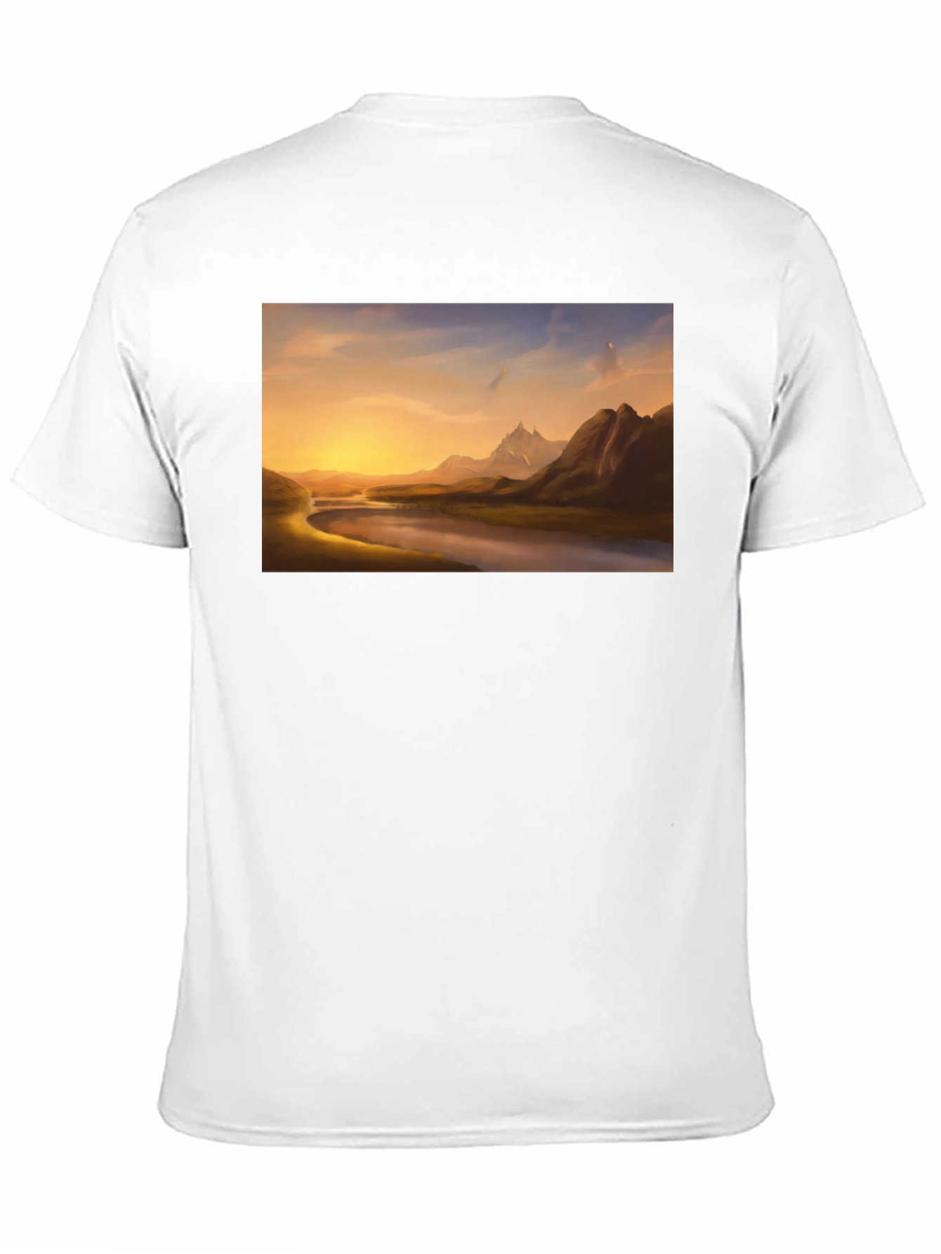 Scenic River View Black T-Shirt