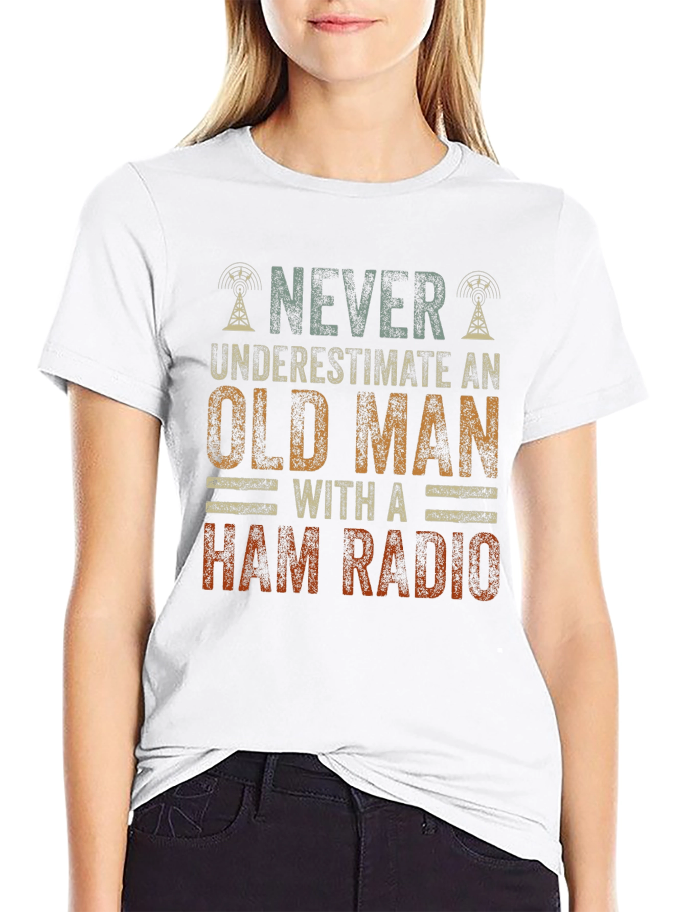 Never Underestimate Old Man With Ham Radio T-Shirt