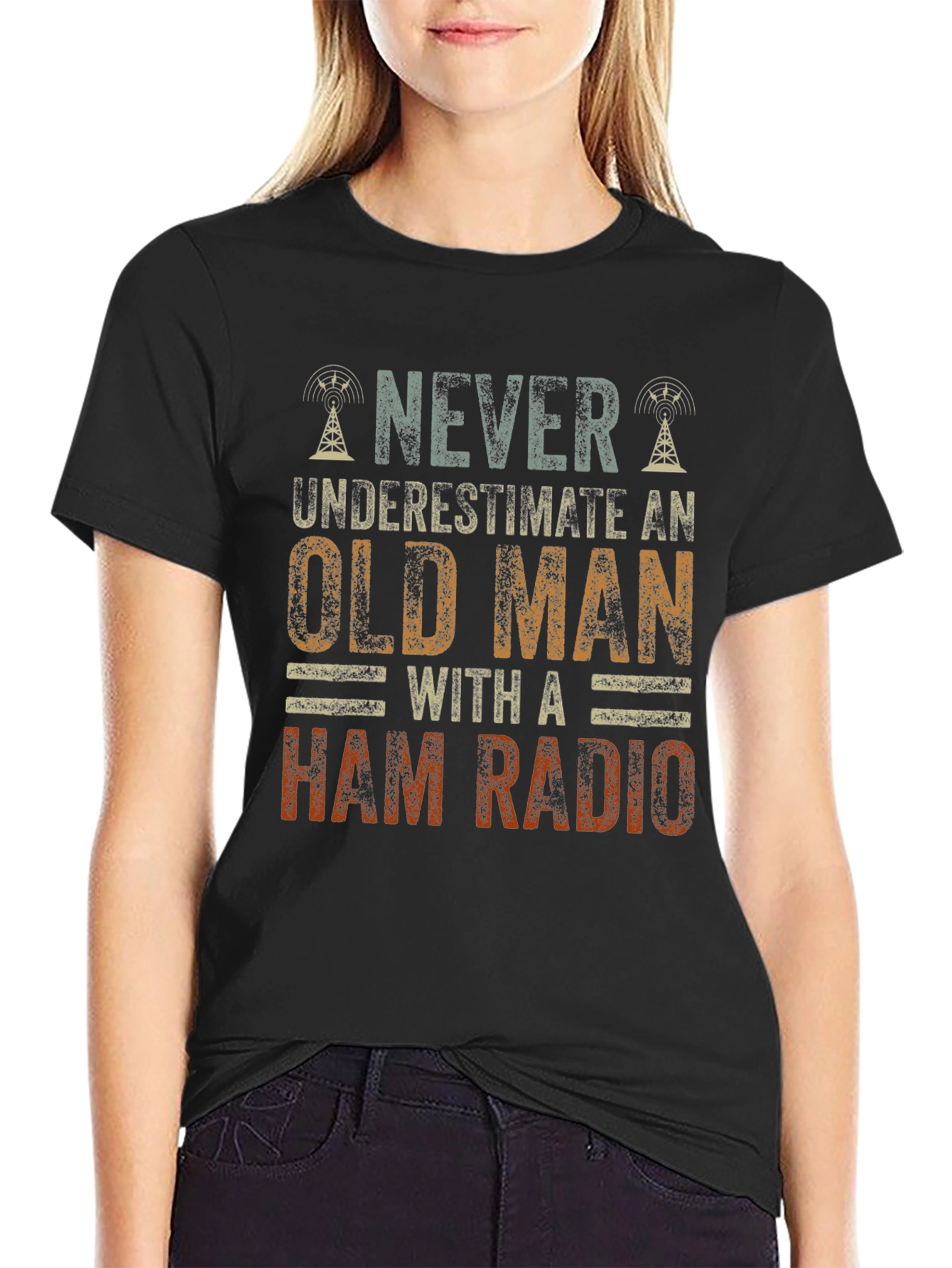 Never Underestimate Old Man With Ham Radio T-Shirt