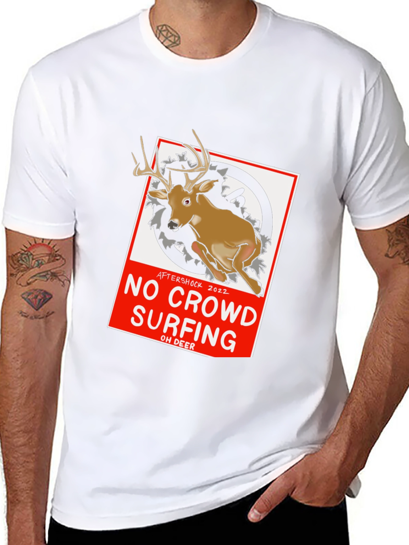 No Crowd Surfing Deer Graphic T-Shirt
