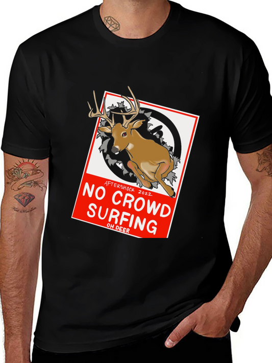 No Crowd Surfing Deer Graphic T-Shirt
