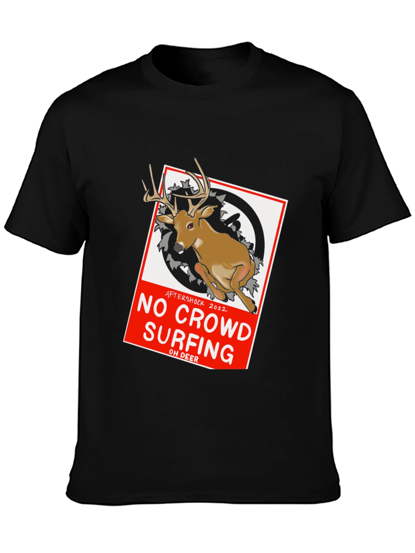 No Crowd Surfing Deer Graphic T-Shirt