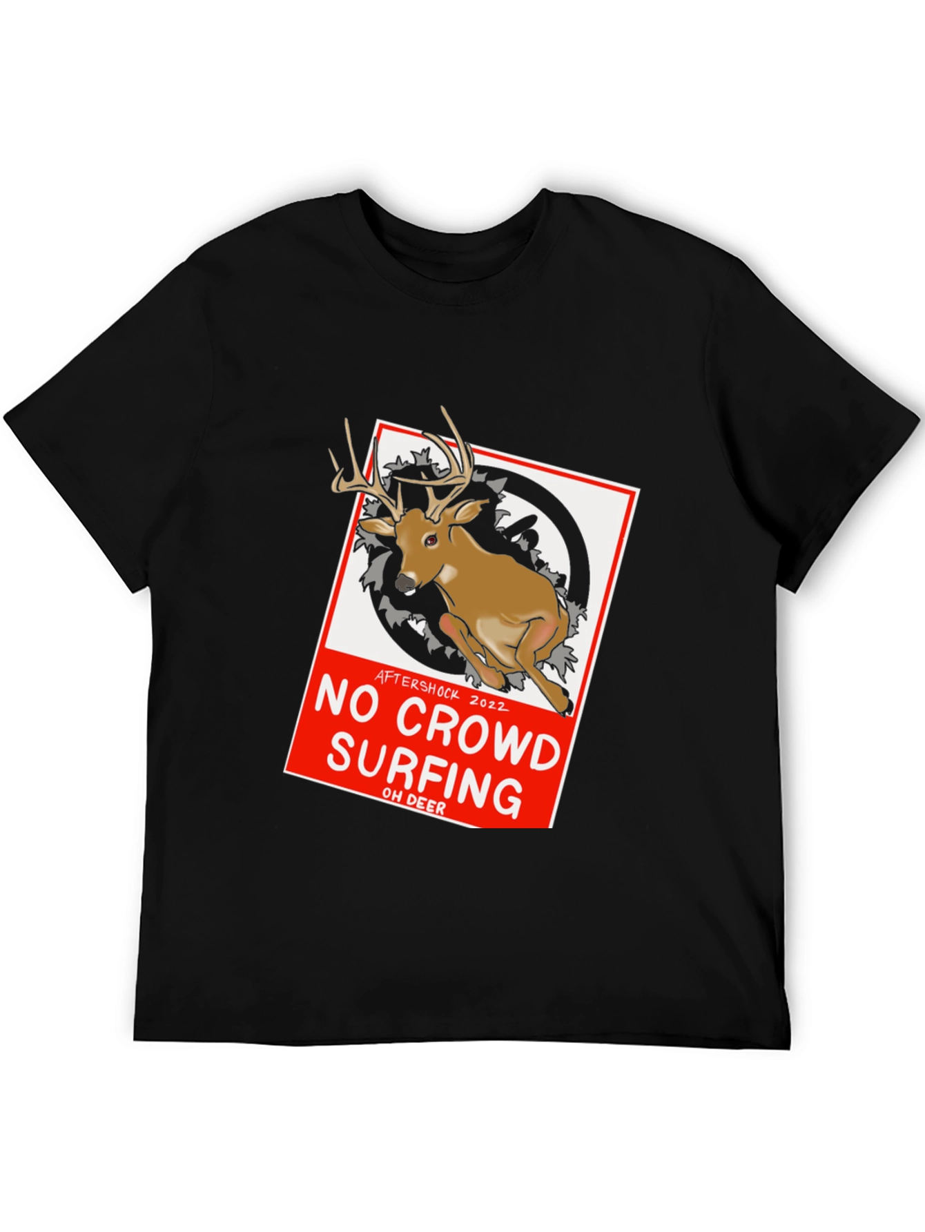 No Crowd Surfing Deer Graphic T-Shirt