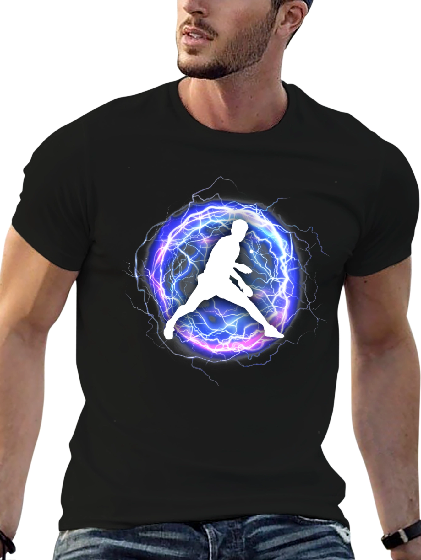 Electric Athlete Graphic Tee - Black Cotton Blend