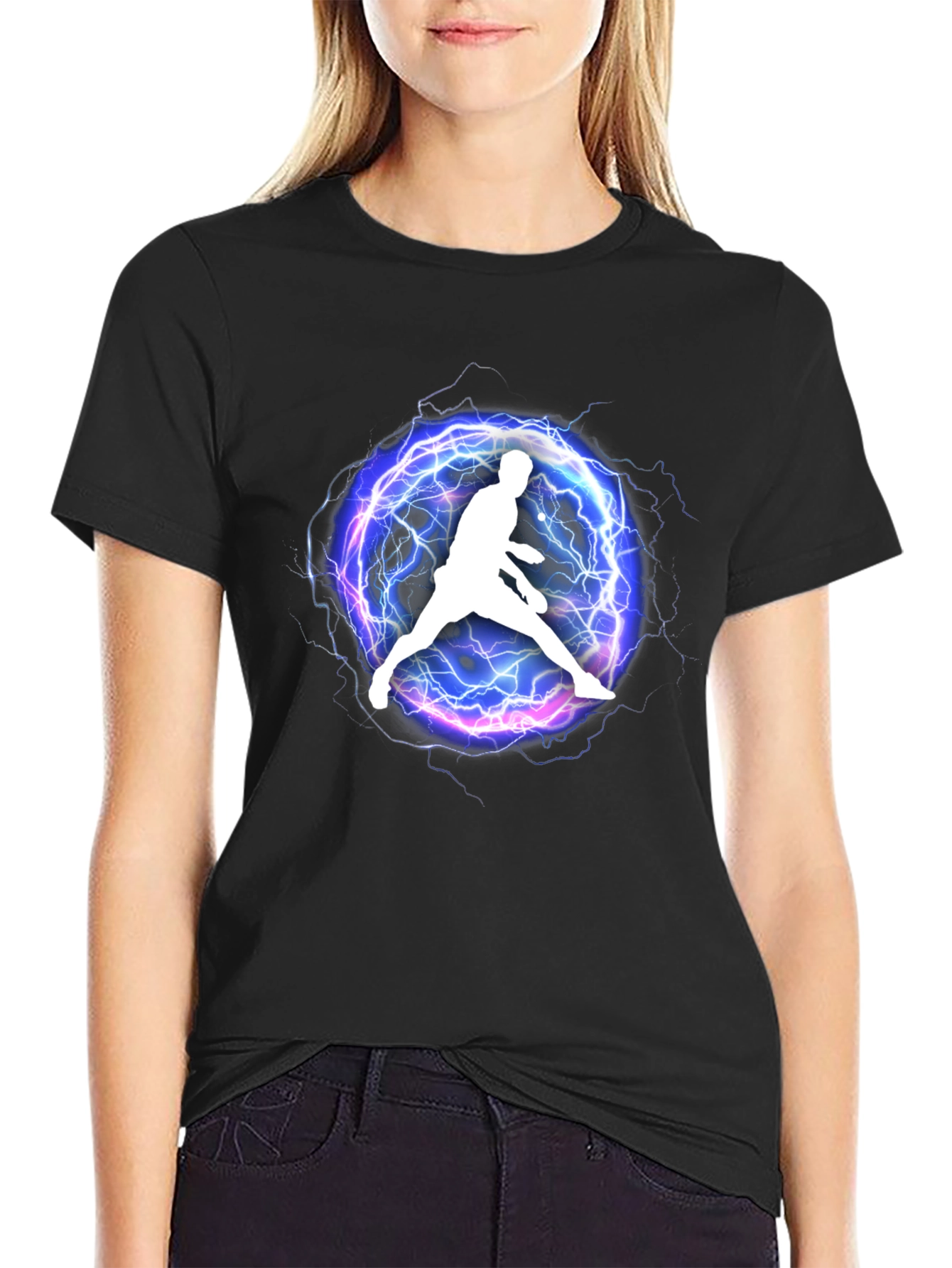 Electric Athlete Graphic Tee - Black Cotton Blend