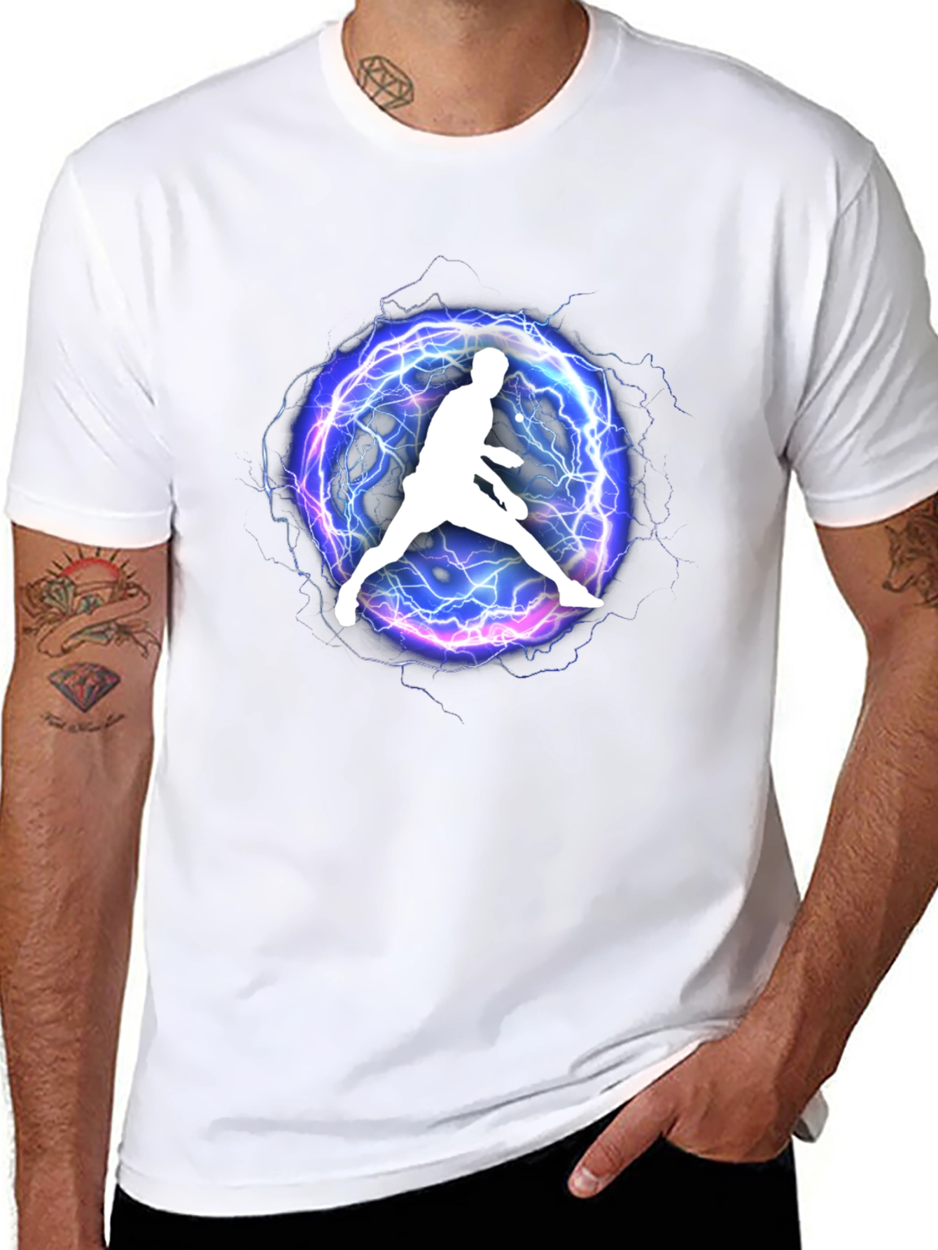Electric Athlete Graphic Tee - Black Cotton Blend
