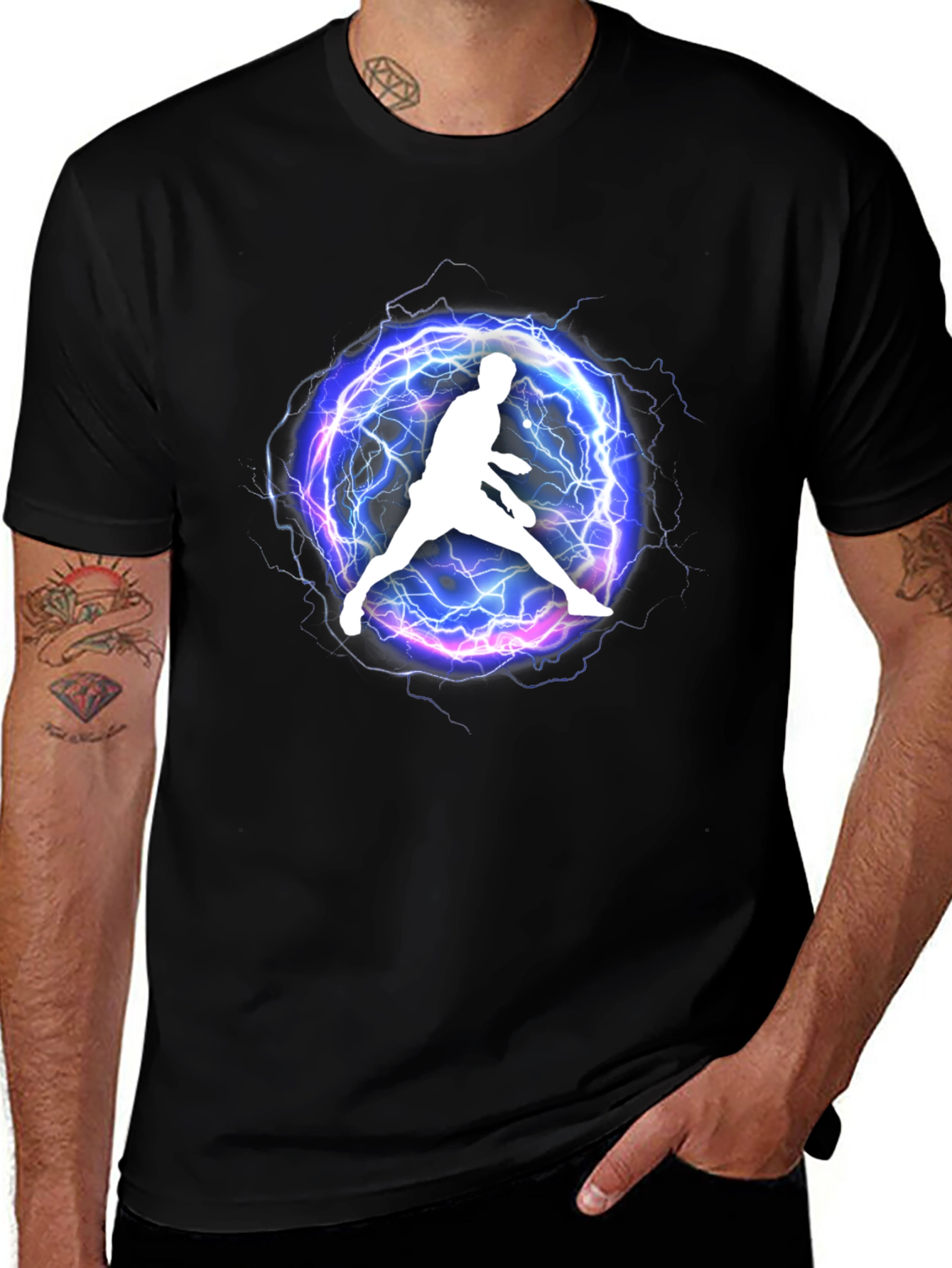Electric Athlete Graphic Tee - Black Cotton Blend
