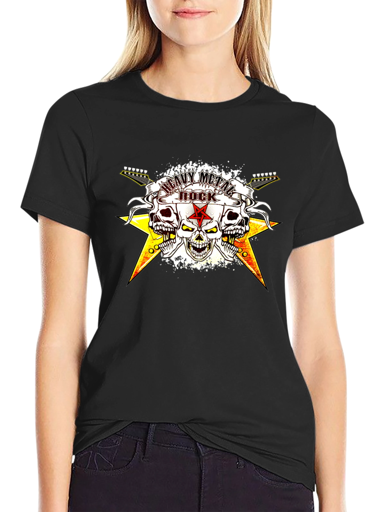 Heavy Metal Rock Skull Graphic T-Shirt
