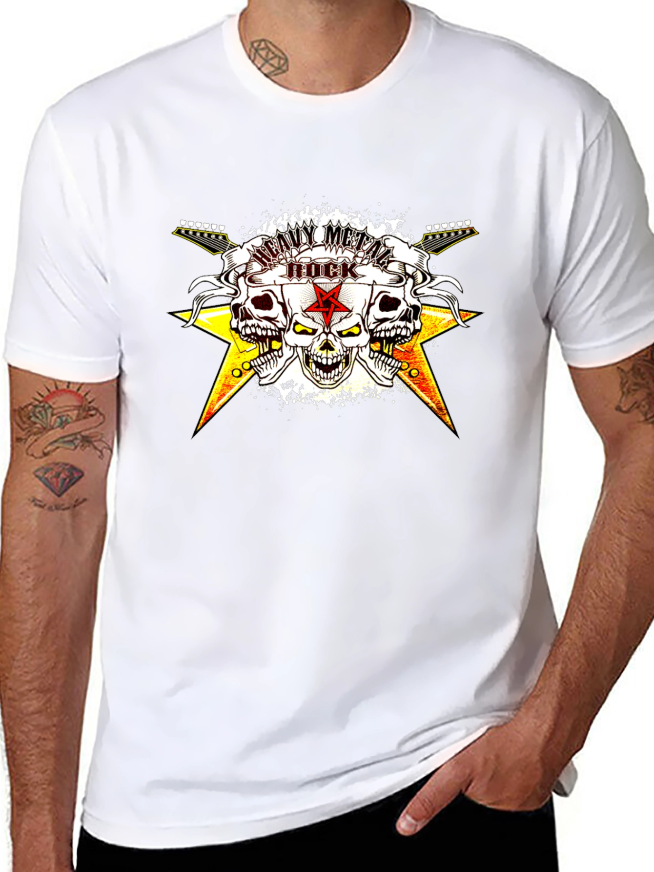 Heavy Metal Rock Skull Graphic T-Shirt