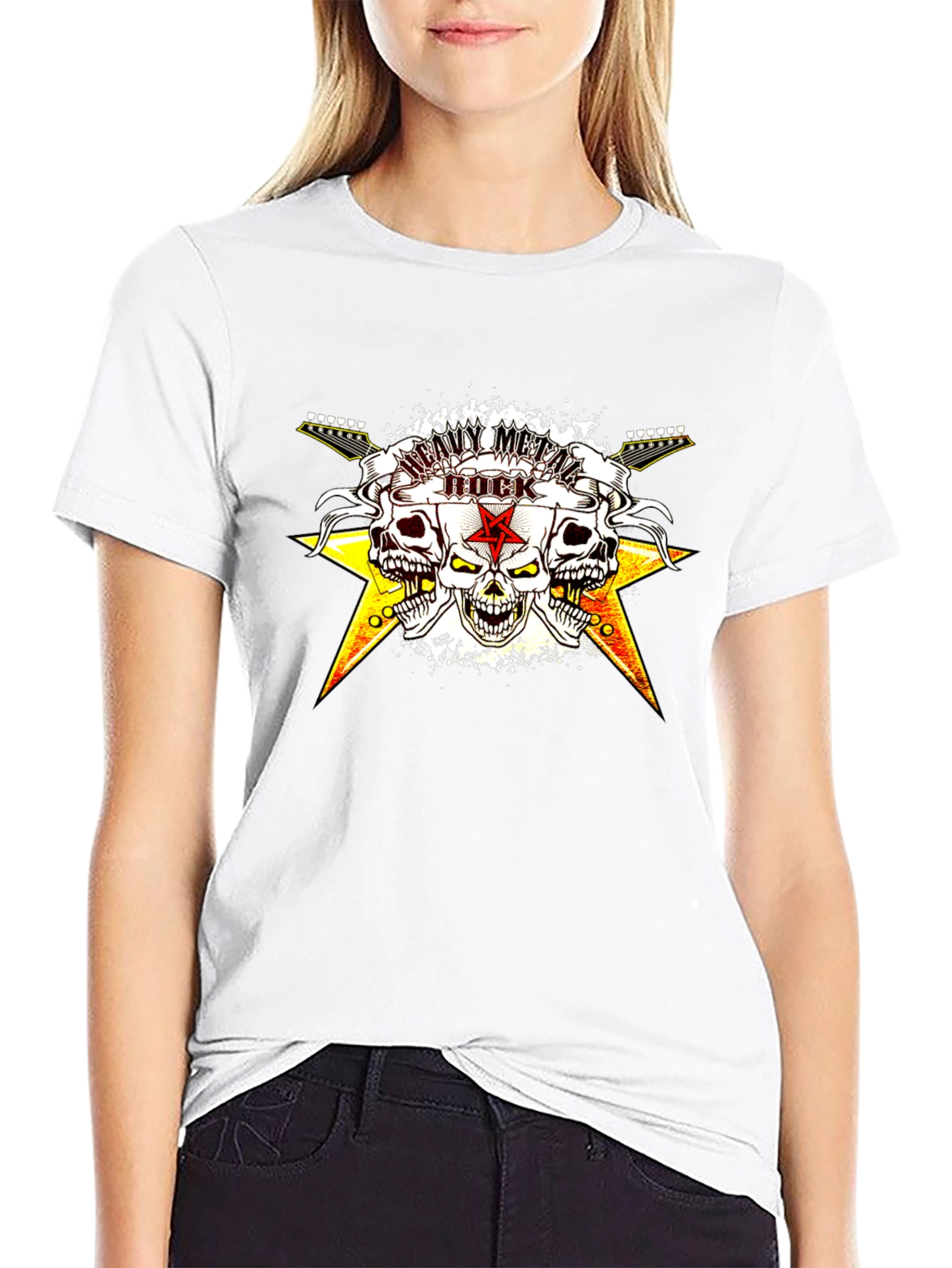 Heavy Metal Rock Skull Graphic T-Shirt