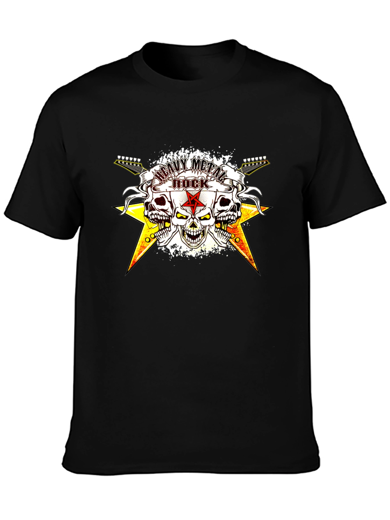 Heavy Metal Rock Skull Graphic T-Shirt