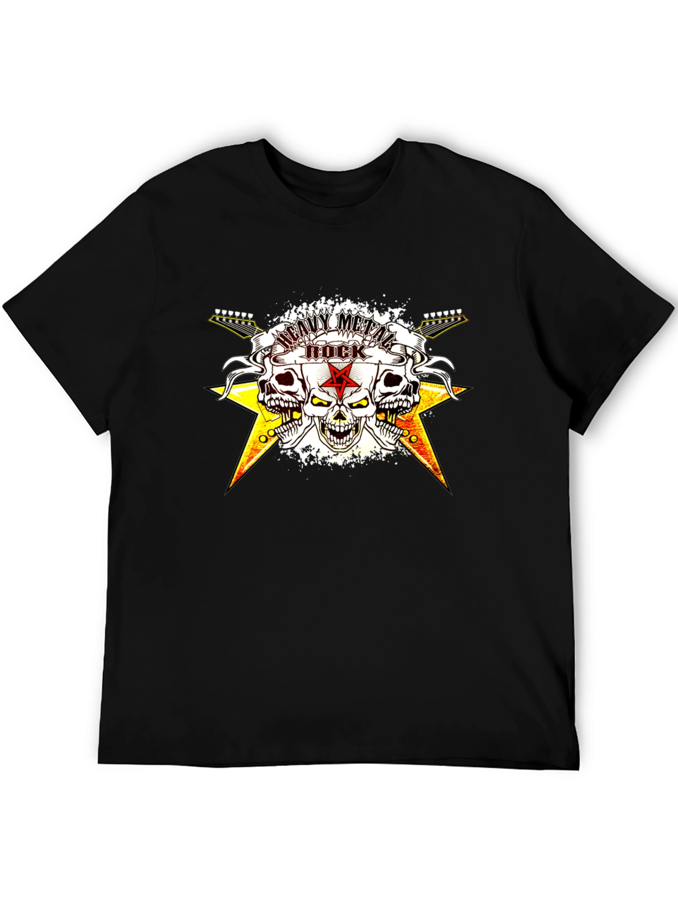 Heavy Metal Rock Skull Graphic T-Shirt