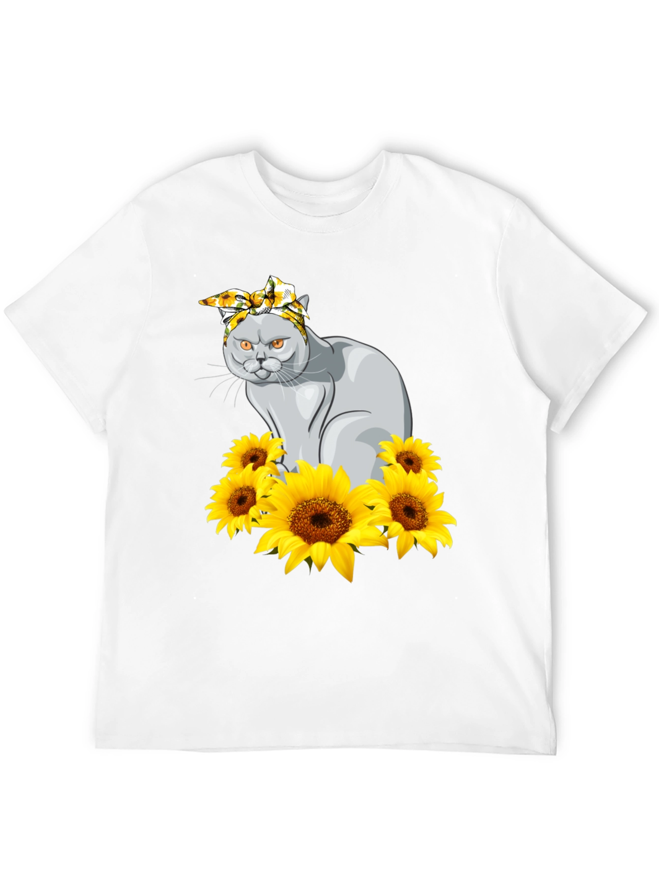 Cat in Sunflowers Graphic T-Shirt