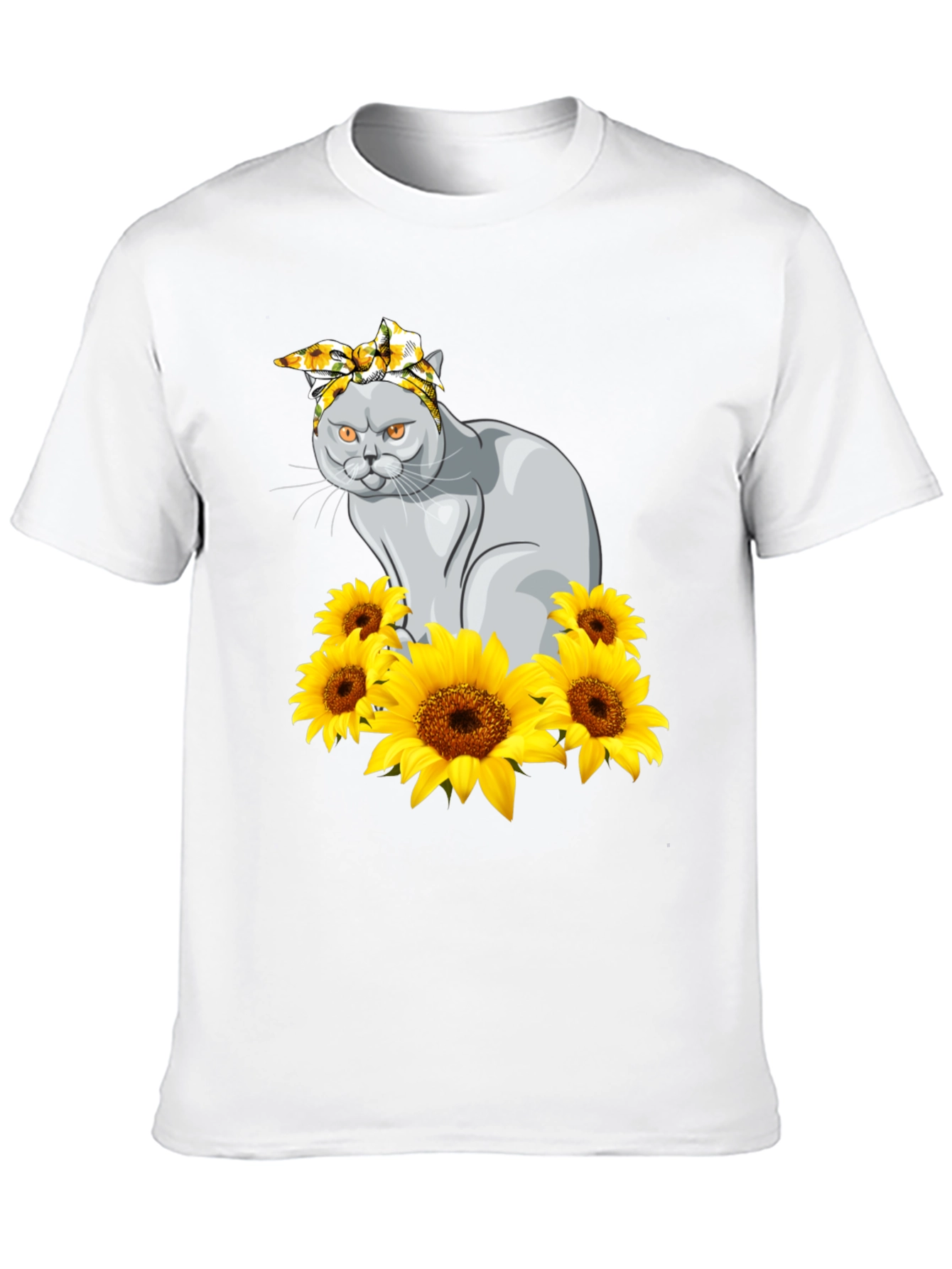 Cat in Sunflowers Graphic T-Shirt