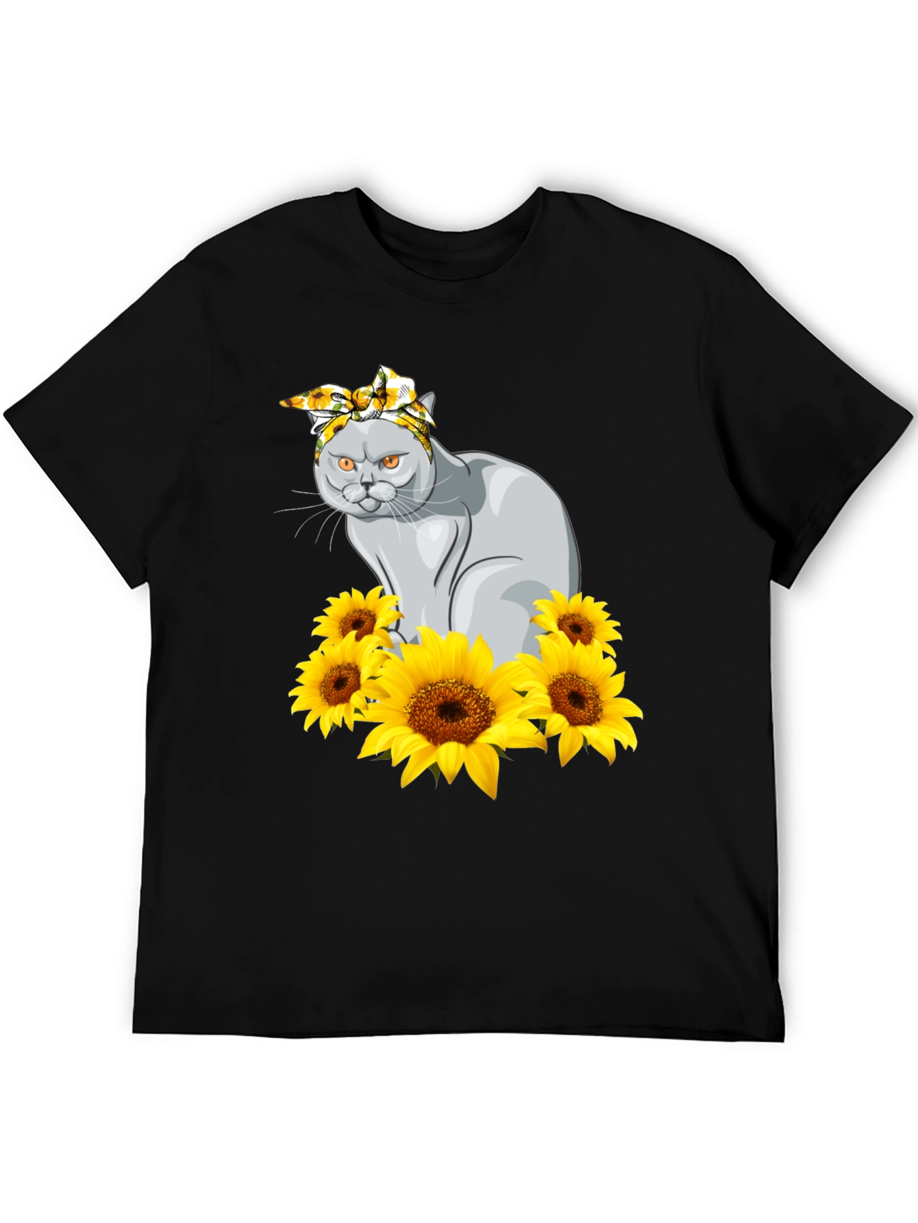 Cat in Sunflowers Graphic T-Shirt