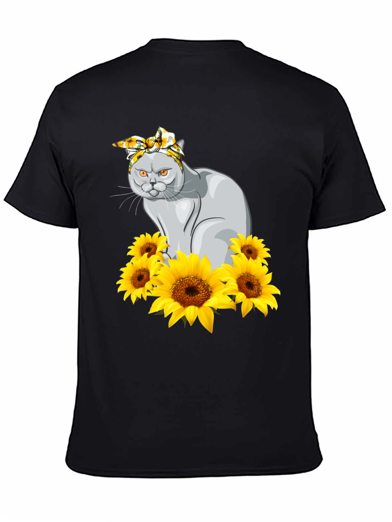 Cat in Sunflowers Graphic T-Shirt