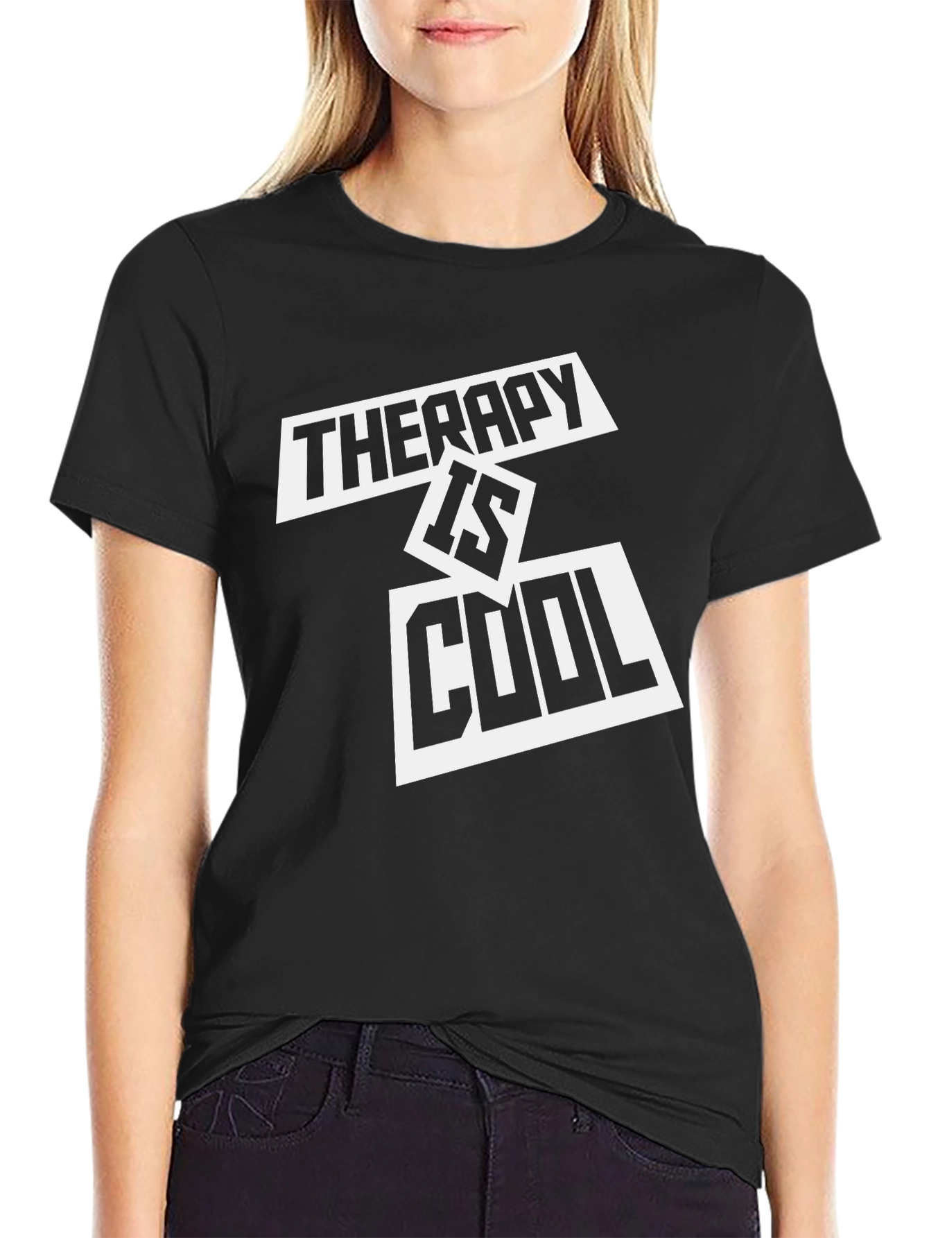 Therapy is Cool Black Graphic Tee