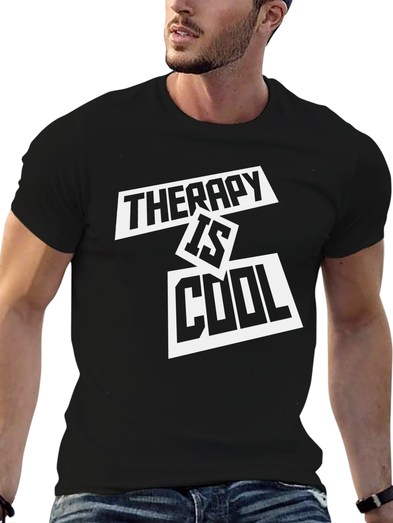 Therapy is Cool Black Graphic Tee