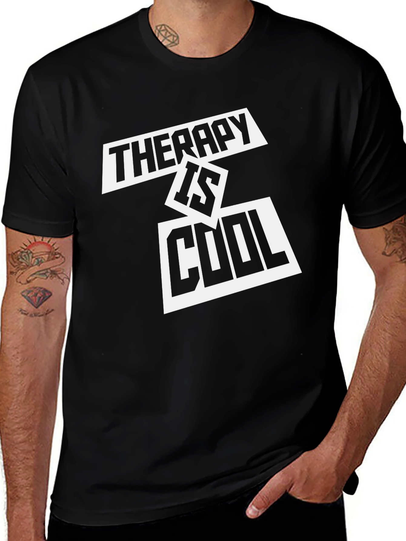 Therapy is Cool Black Graphic Tee