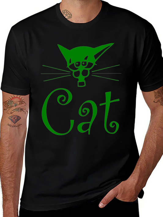 Green Cat Graphic T-Shirt