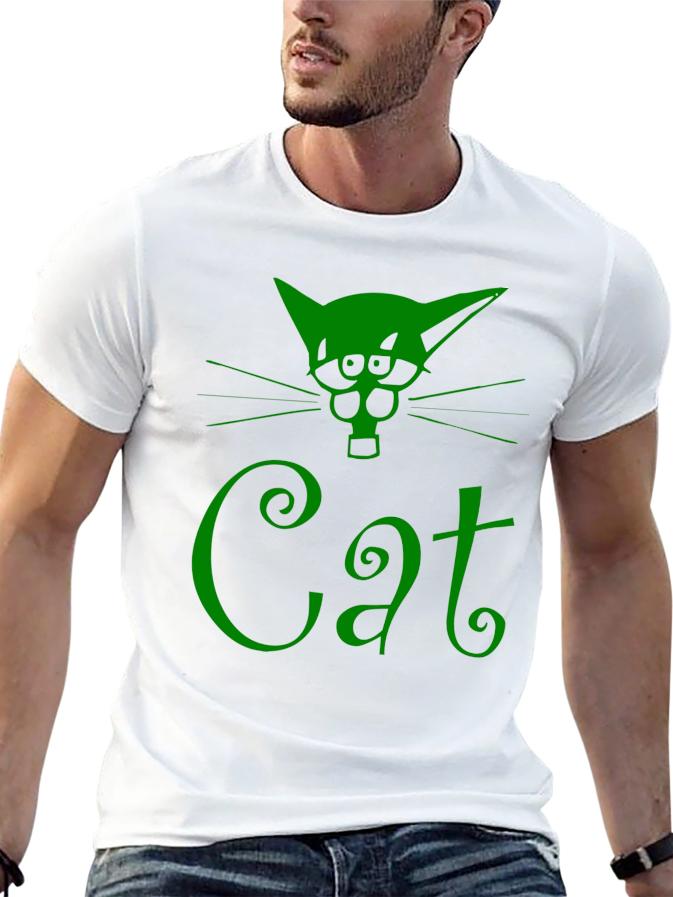 Green Cat Graphic T-Shirt