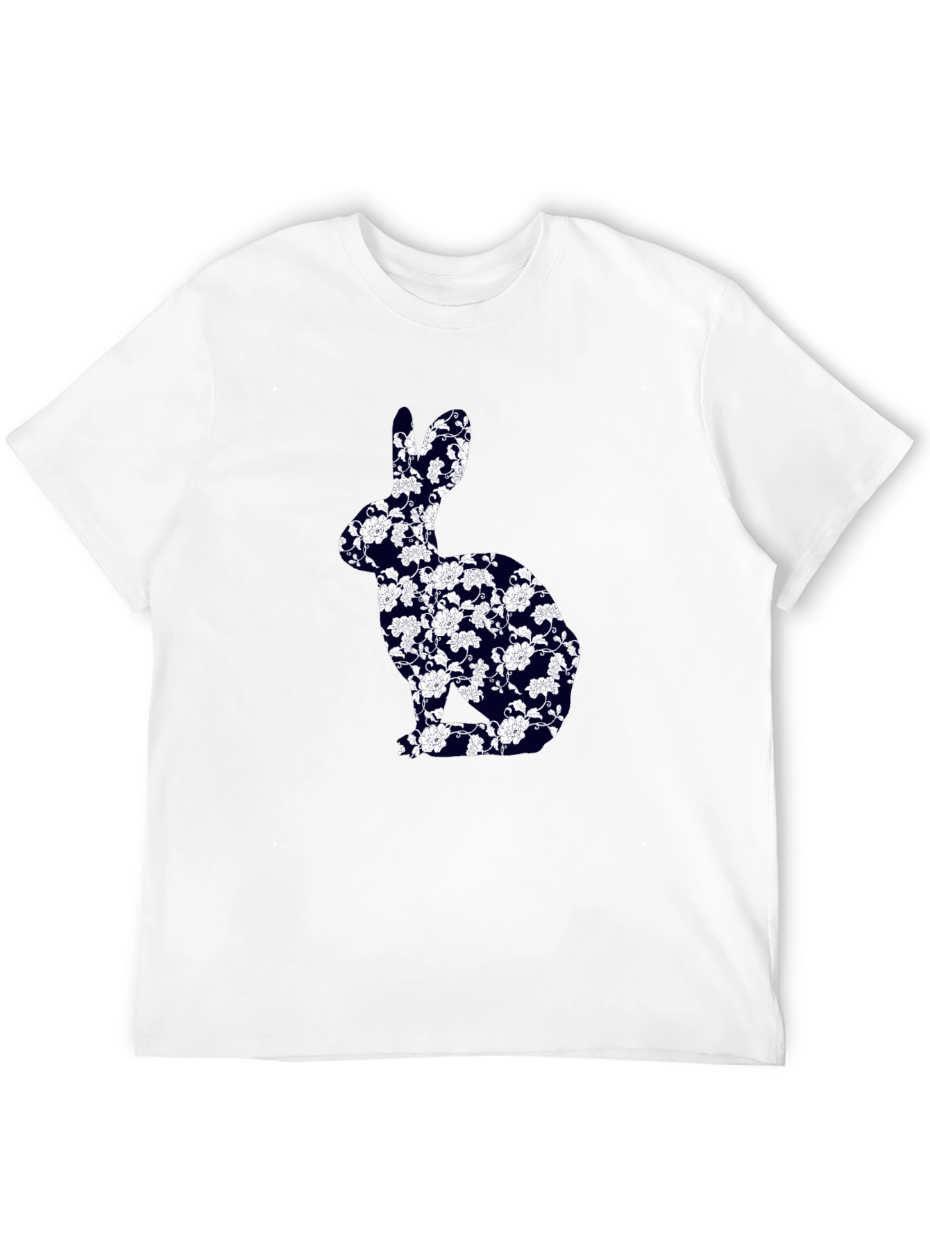 Floral Bunny Graphic Tee - Black