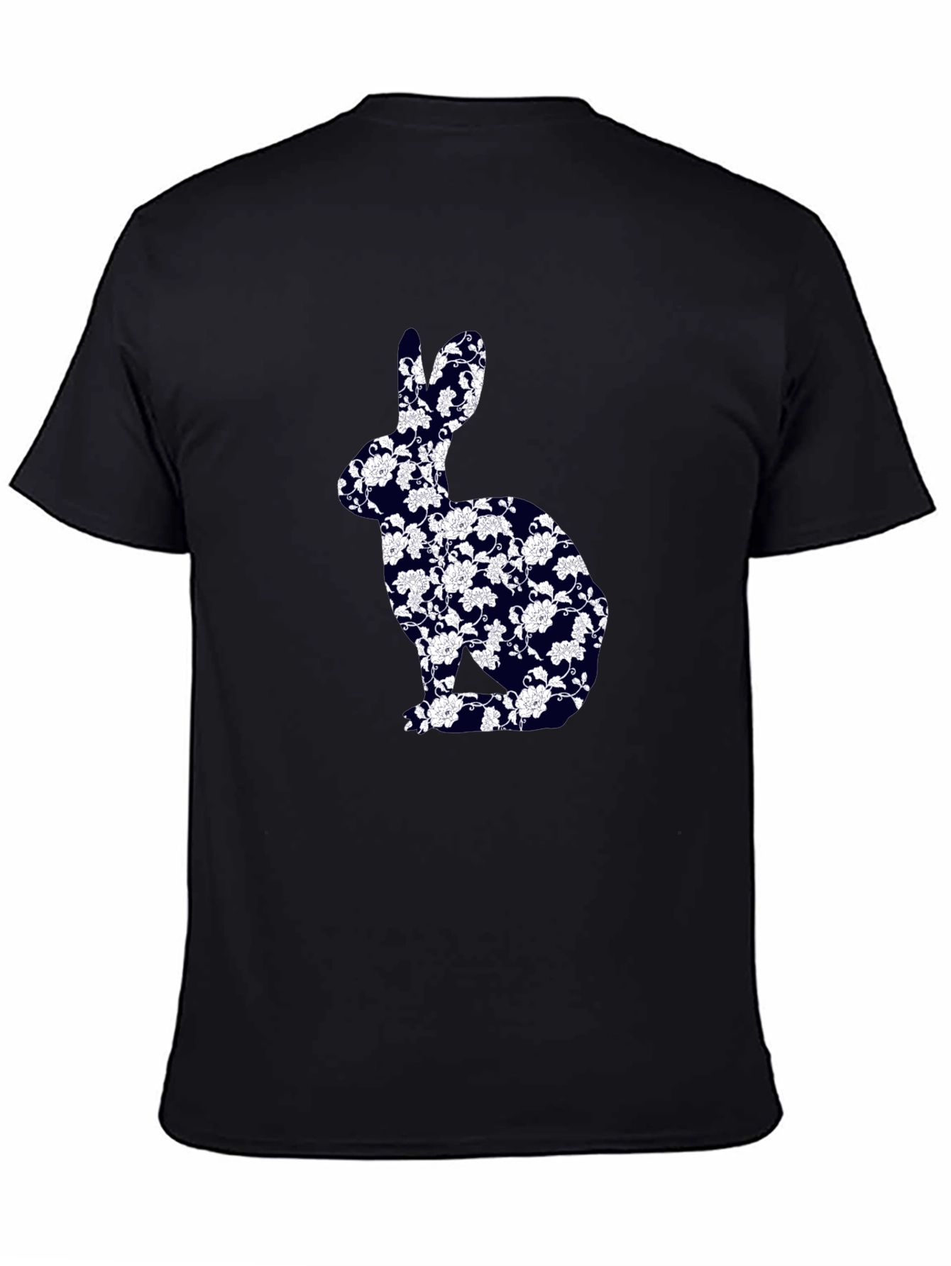 Floral Bunny Graphic Tee - Black