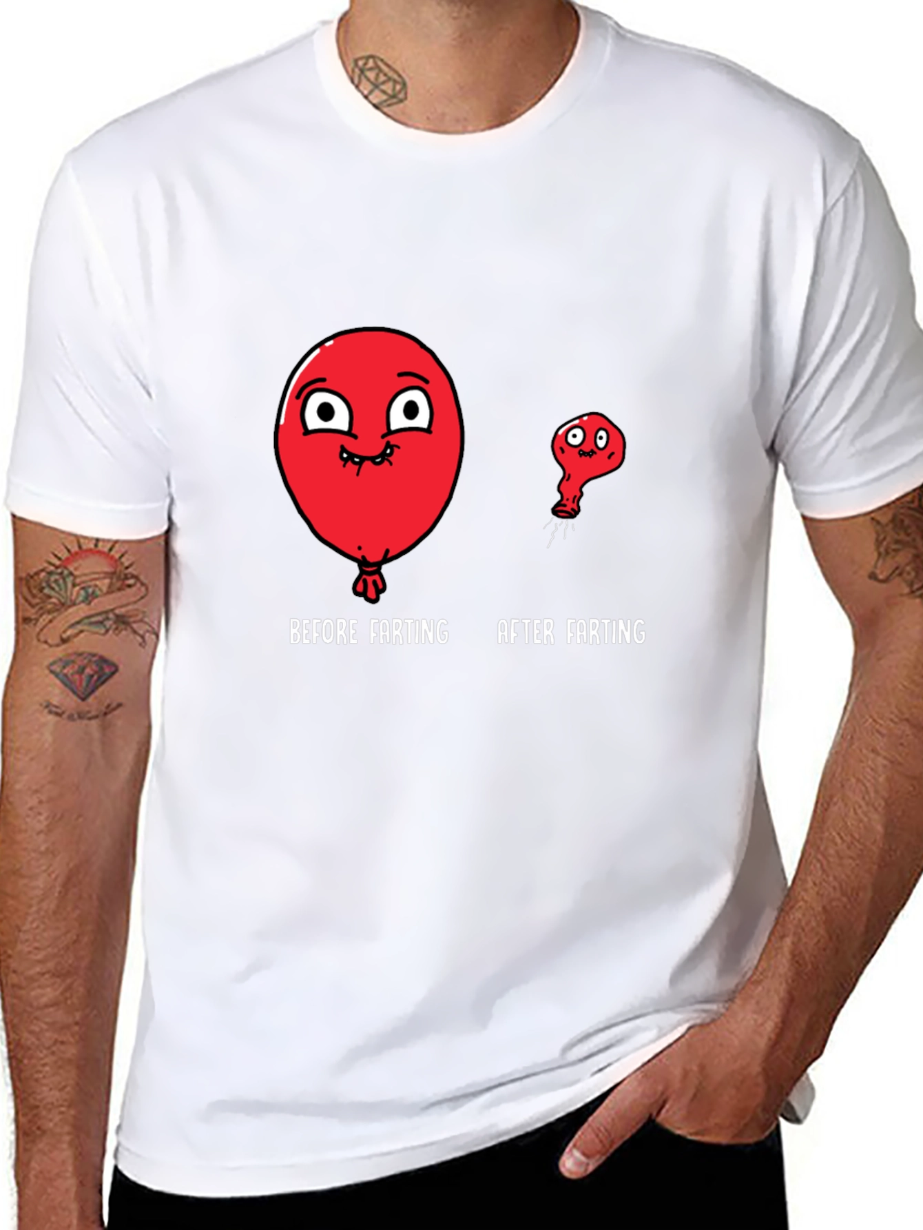 Funny Balloon Before & After Farting T-Shirt