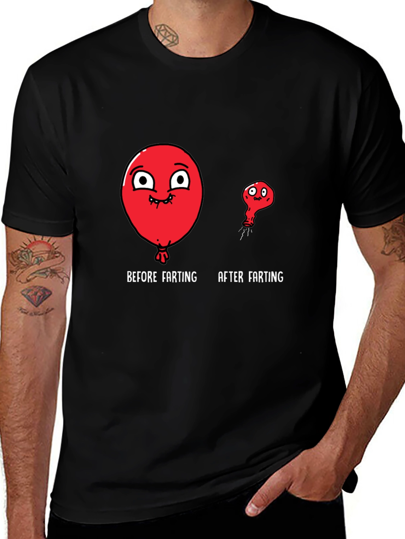 Funny Balloon Before & After Farting T-Shirt