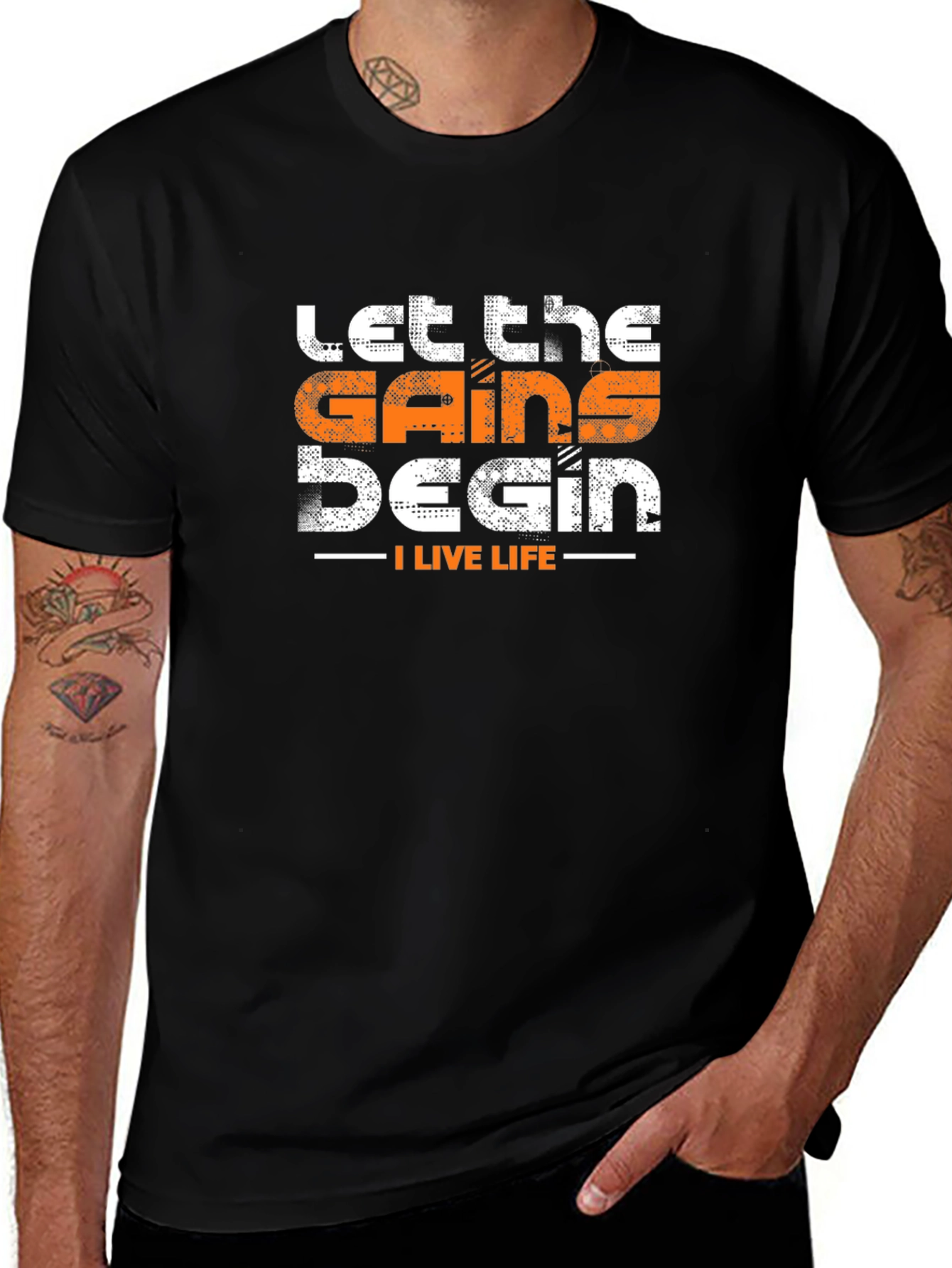 Let the Gains Begin T-Shirt - Black Gym Tee