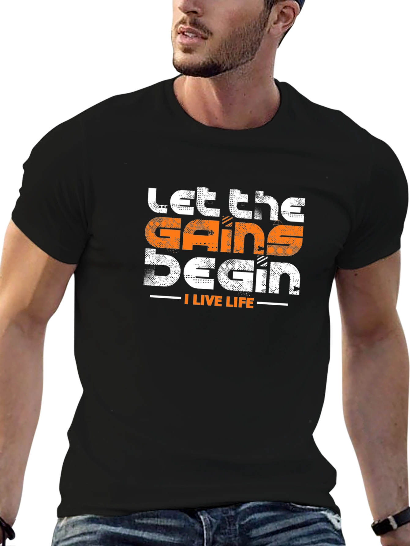 Let the Gains Begin T-Shirt - Black Gym Tee