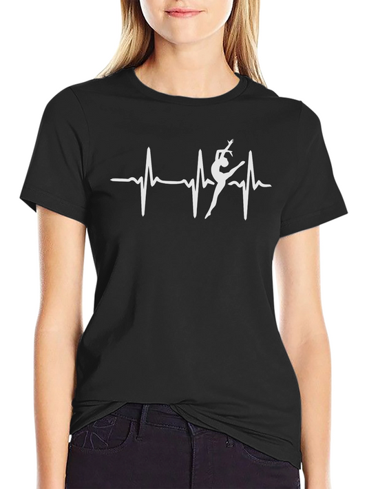 Gymnastics Heartbeat T-Shirt - Black Cotton Tee